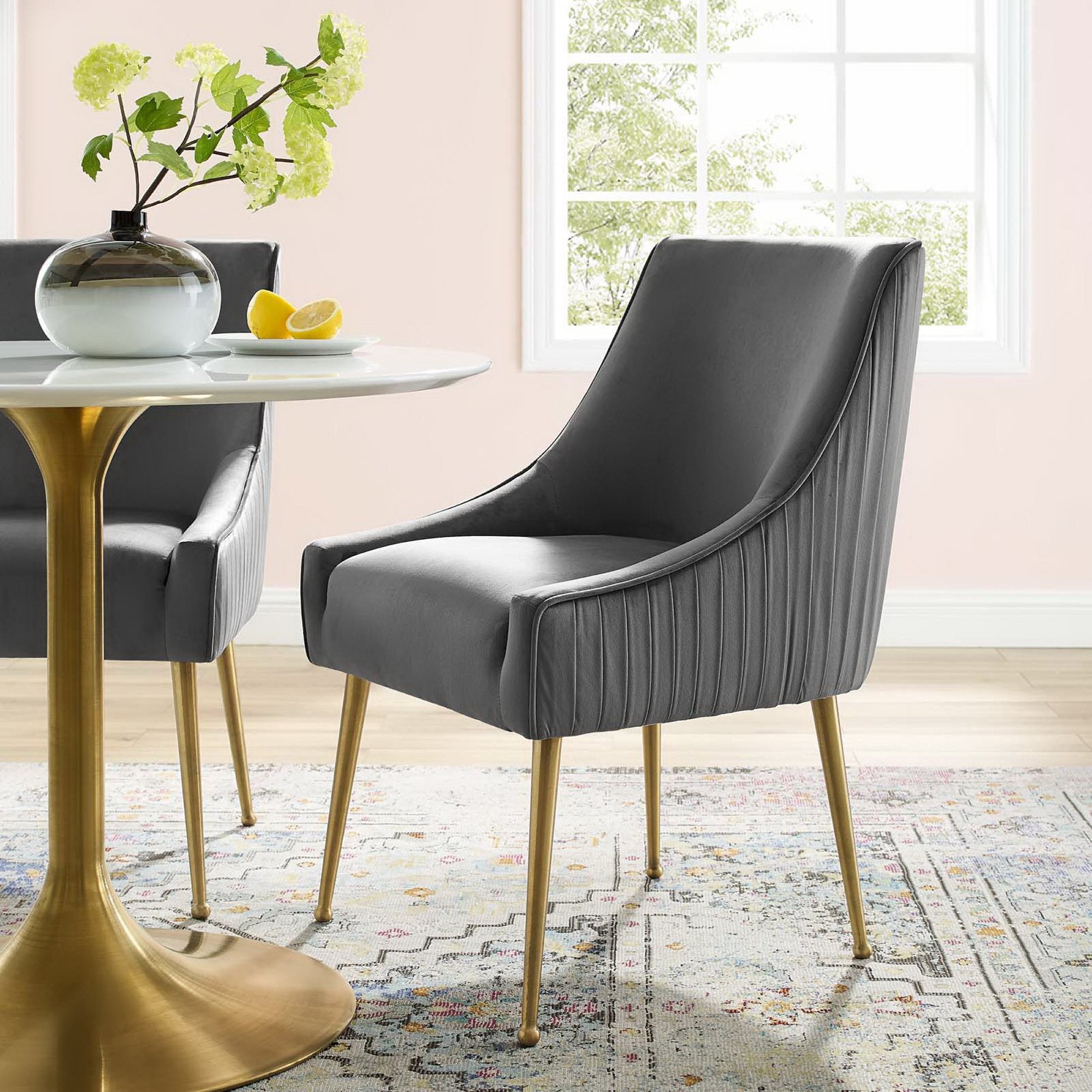 Discern Pleated Back Upholstered Performance Velvet Dining Chair by Modway - Best Buy Furniture