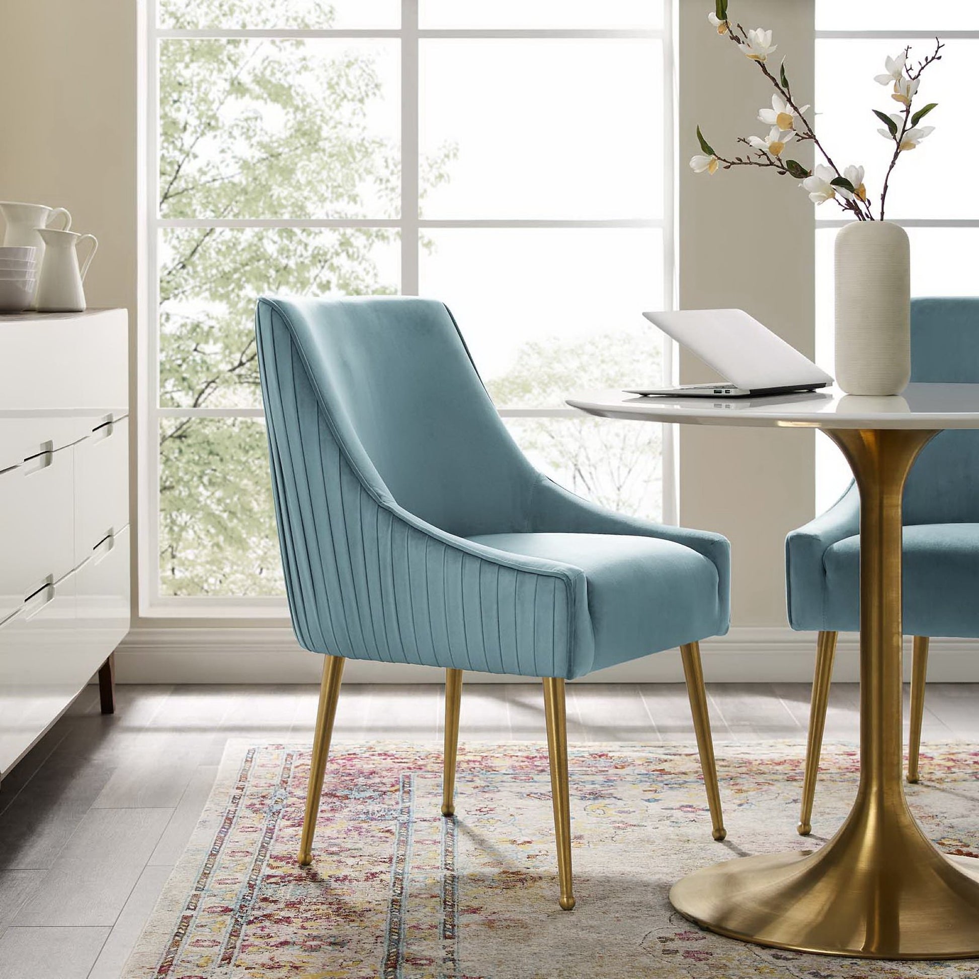 Discern Pleated Back Upholstered Performance Velvet Dining Chair by Modway - Best Buy Furniture
