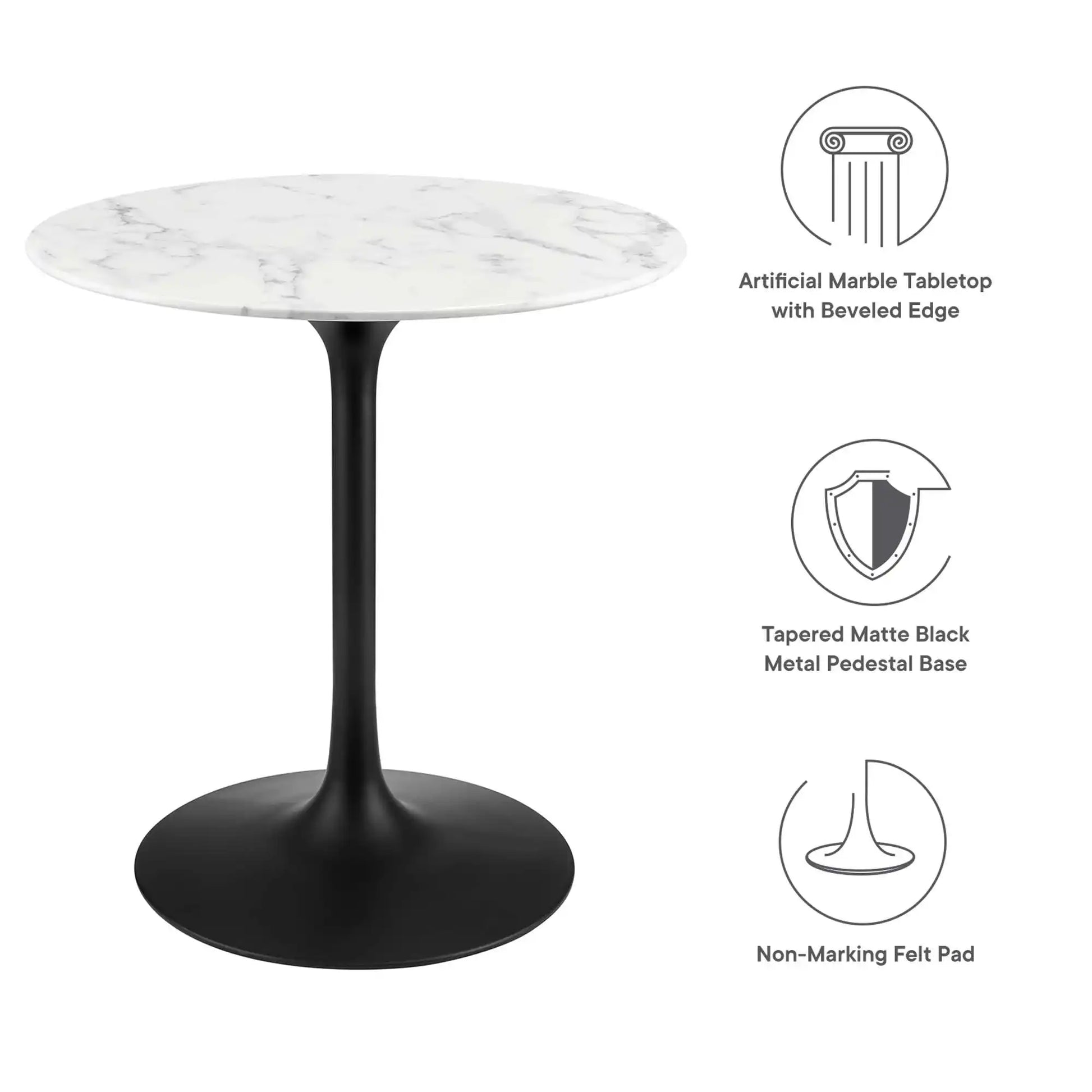 Lippa 28" Round Faux Marble Dining Table by Modway - Best Buy Furniture