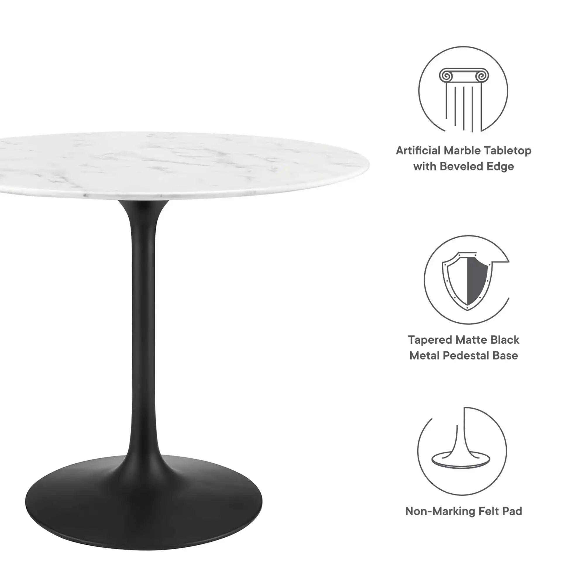 Lippa 36" Round Faux Marble Dining Table by Modway - Best Buy Furniture