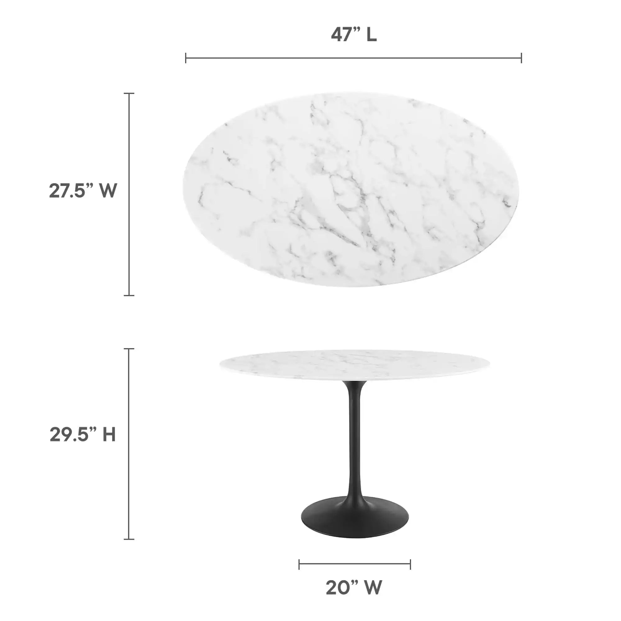 Lippa 48" Oval Faux Marble Dining Table by Modway - Best Buy Furniture