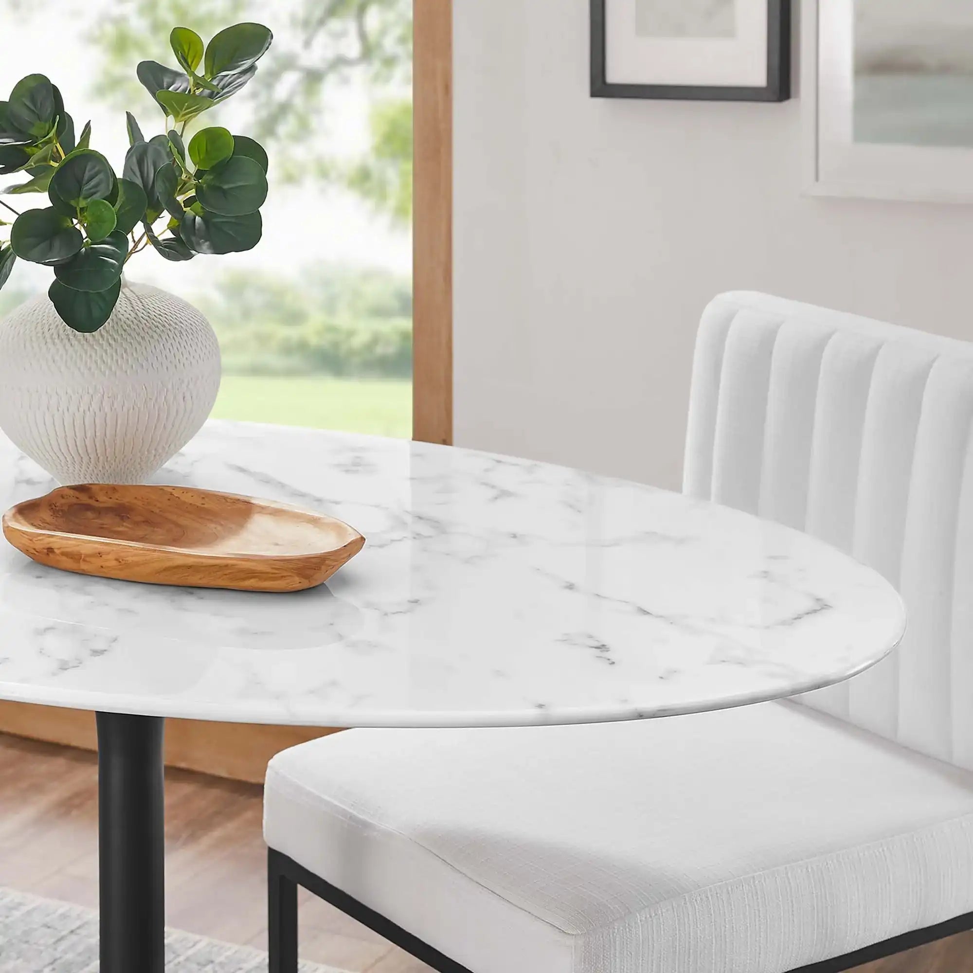 Lippa 48" Oval Faux Marble Dining Table by Modway - Best Buy Furniture