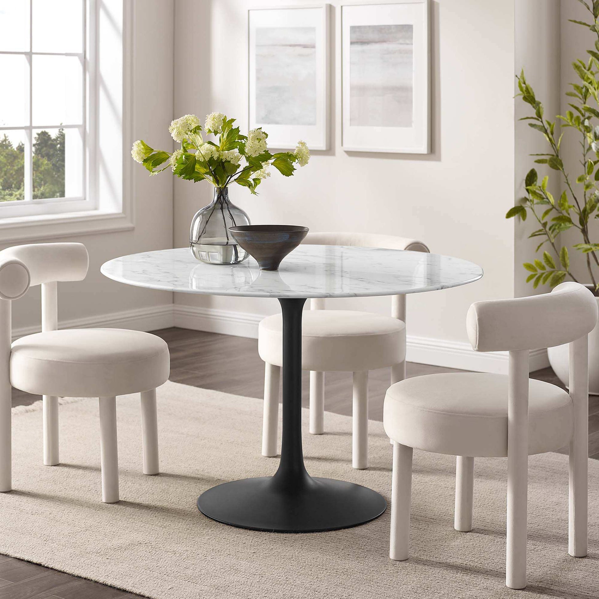 Lippa 48" Round Faux Marble Dining Table by Modway - Best Buy Furniture