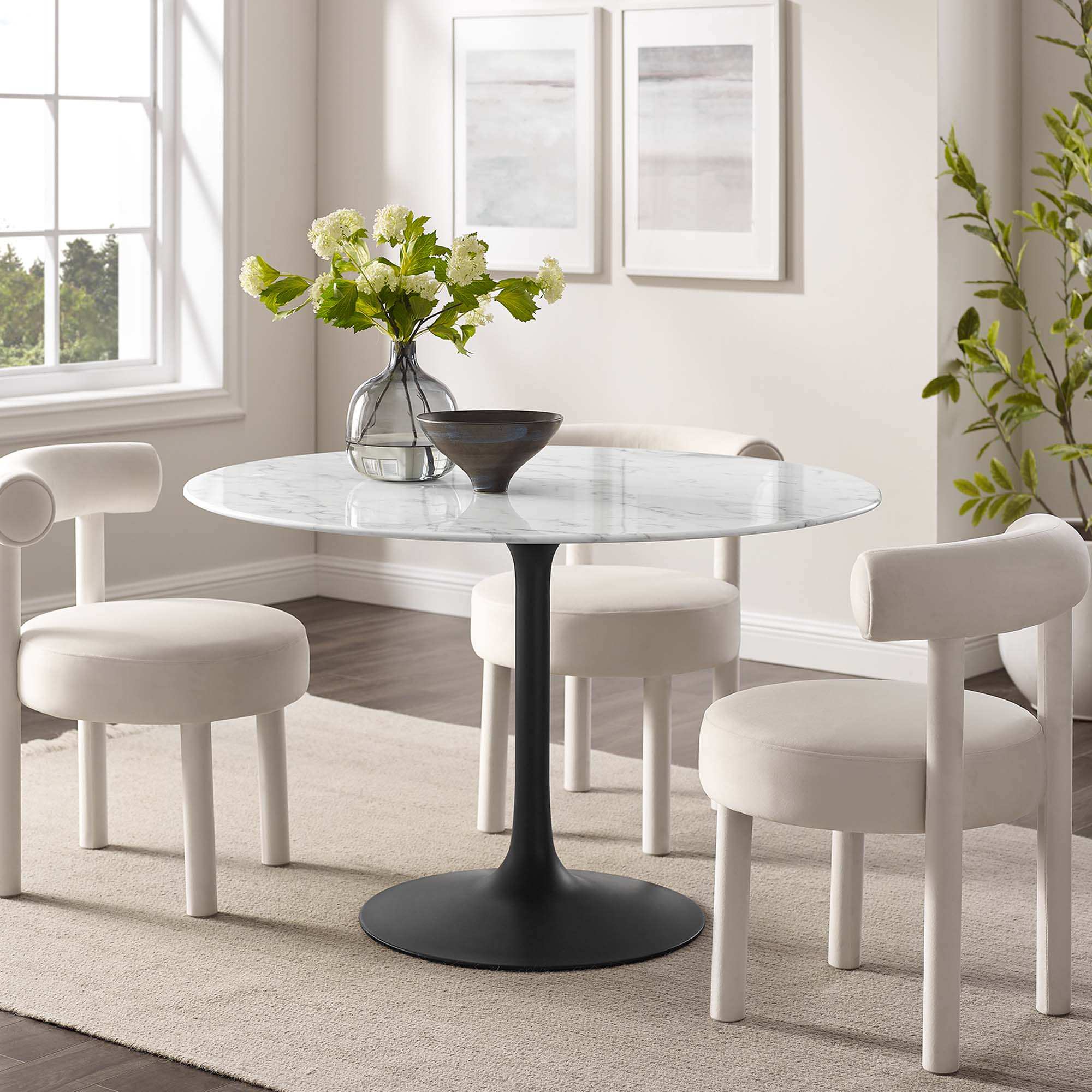 Lippa 48" Round Faux Marble Dining Table by Modway - Best Buy Furniture