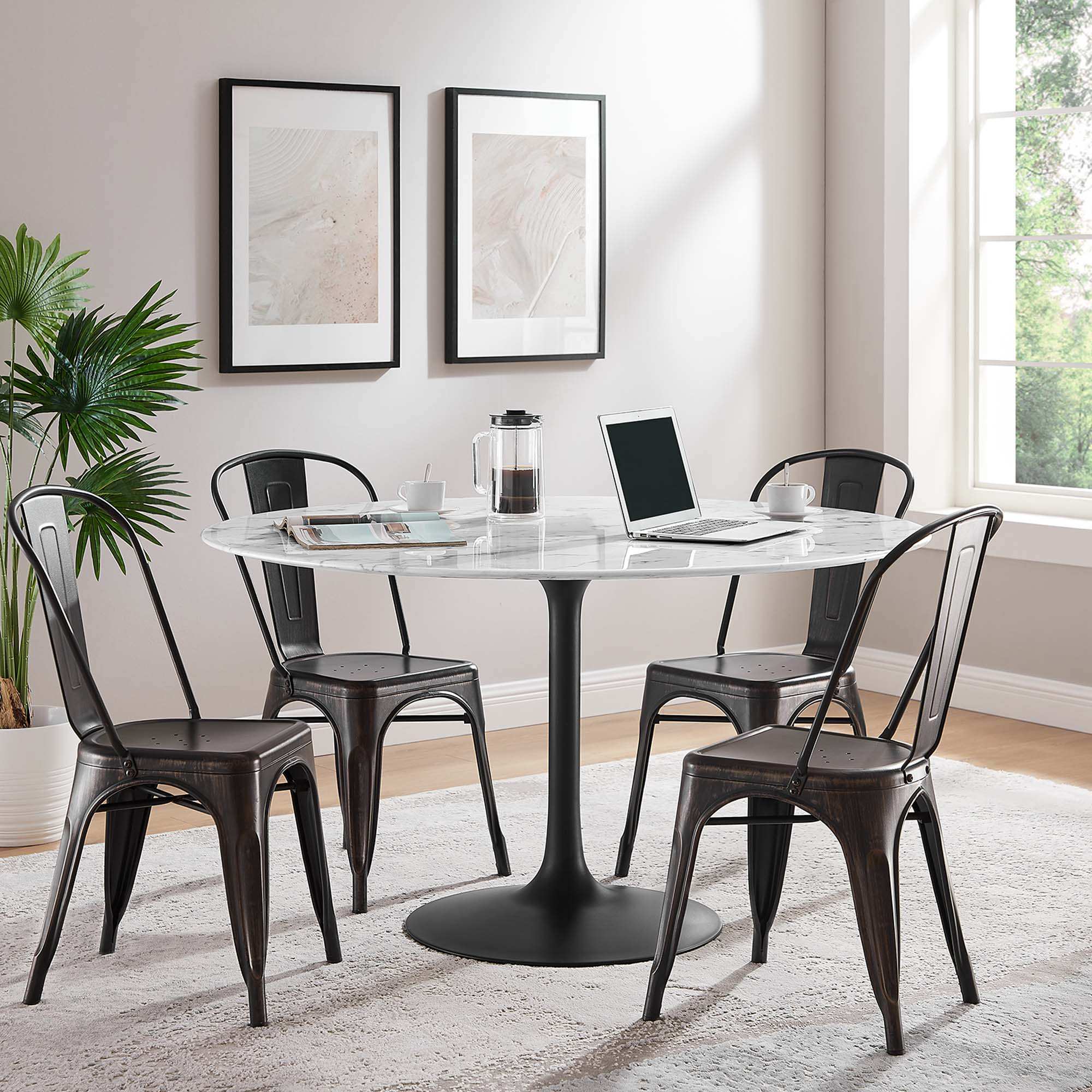 Lippa 54" Round Faux Marble Dining Table by Modway - Best Buy Furniture
