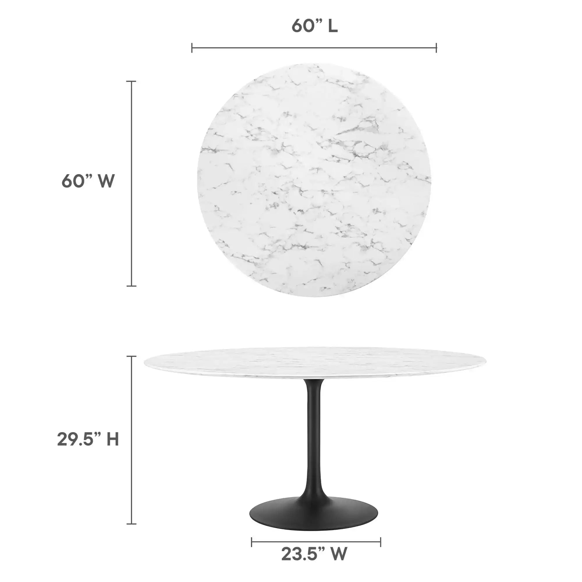 Lippa 60" Round Faux Marble Dining Table by Modway - Best Buy Furniture