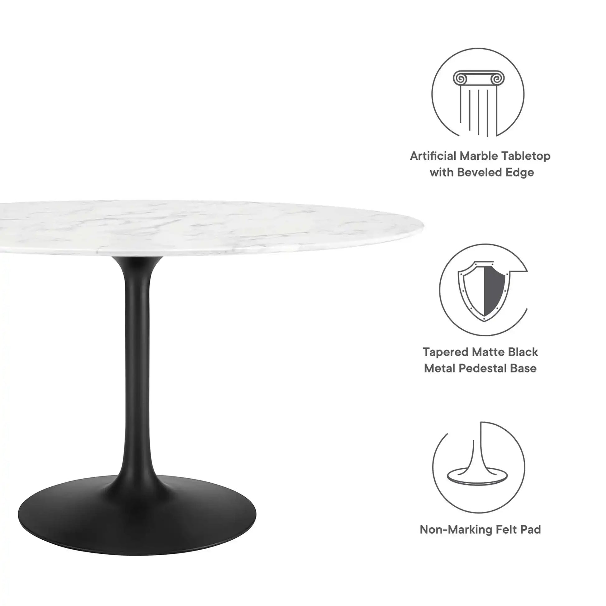 Lippa 54" Oval Faux Marble Dining Table by Modway - Best Buy Furniture