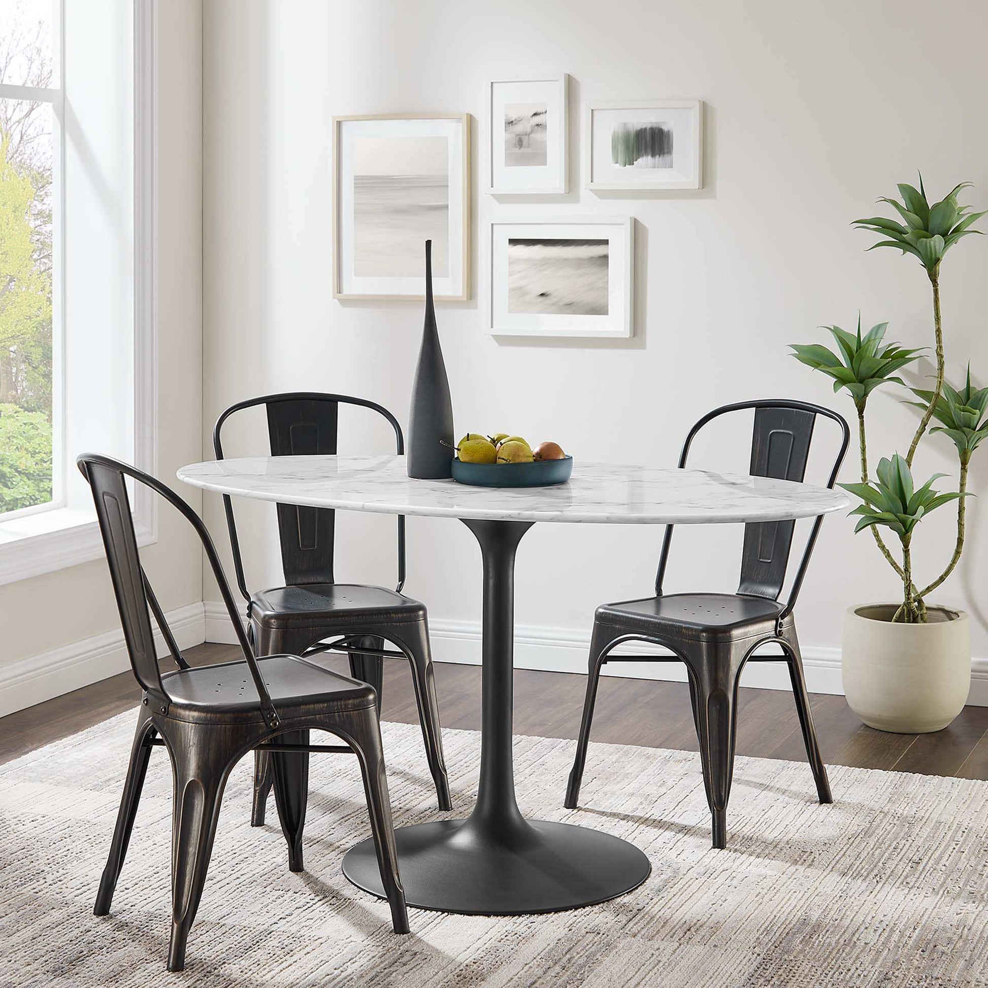 Lippa 54" Oval Faux Marble Dining Table by Modway - Best Buy Furniture