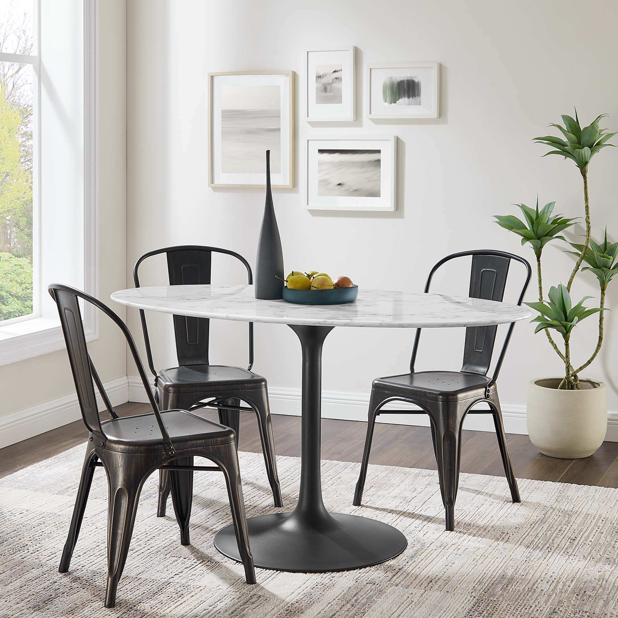 Lippa 54" Oval Faux Marble Dining Table by Modway - Best Buy Furniture
