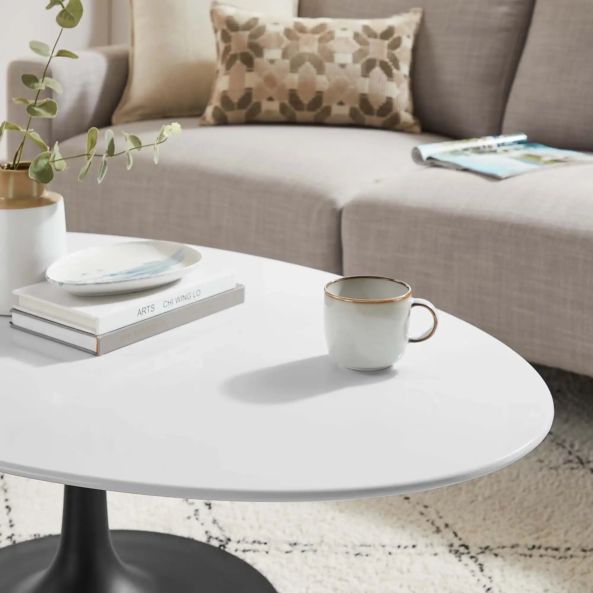 Lippa 48" Oval Wood Coffee Table by Modway - Best Buy Furniture