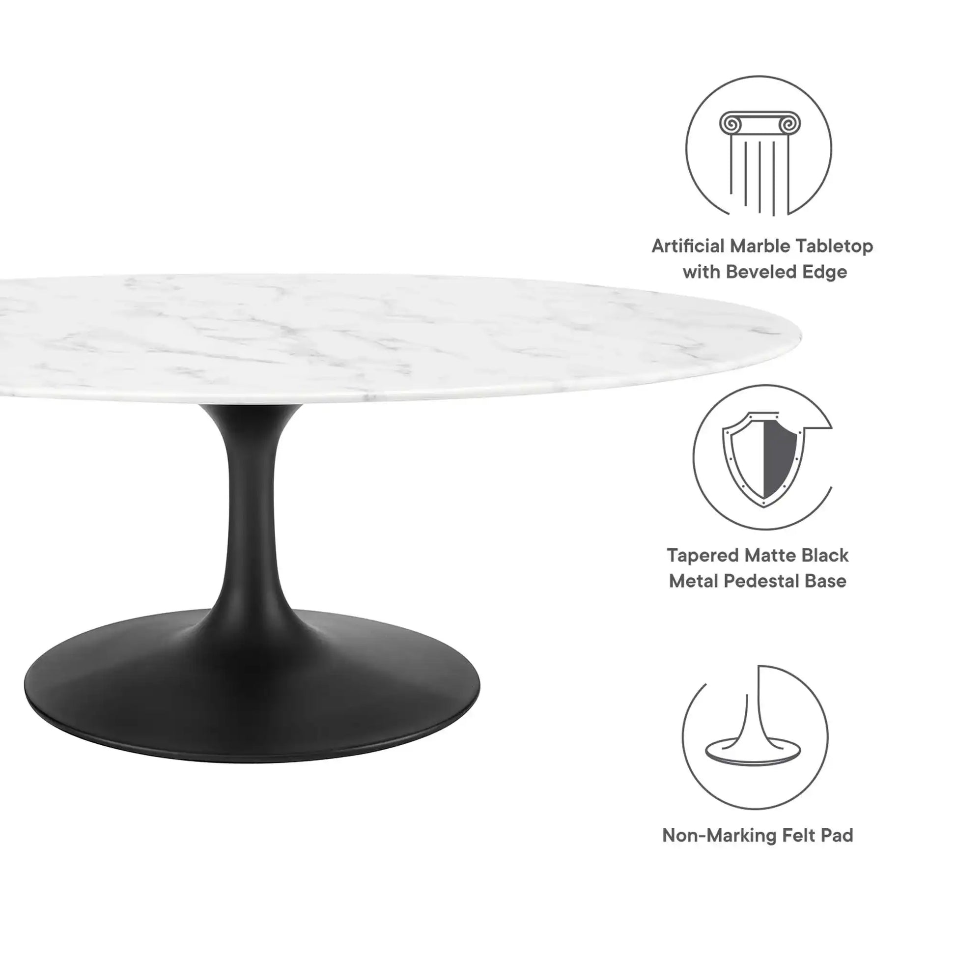 Lippa 48" Oval Faux Marble Coffee Table by Modway - Best Buy Furniture