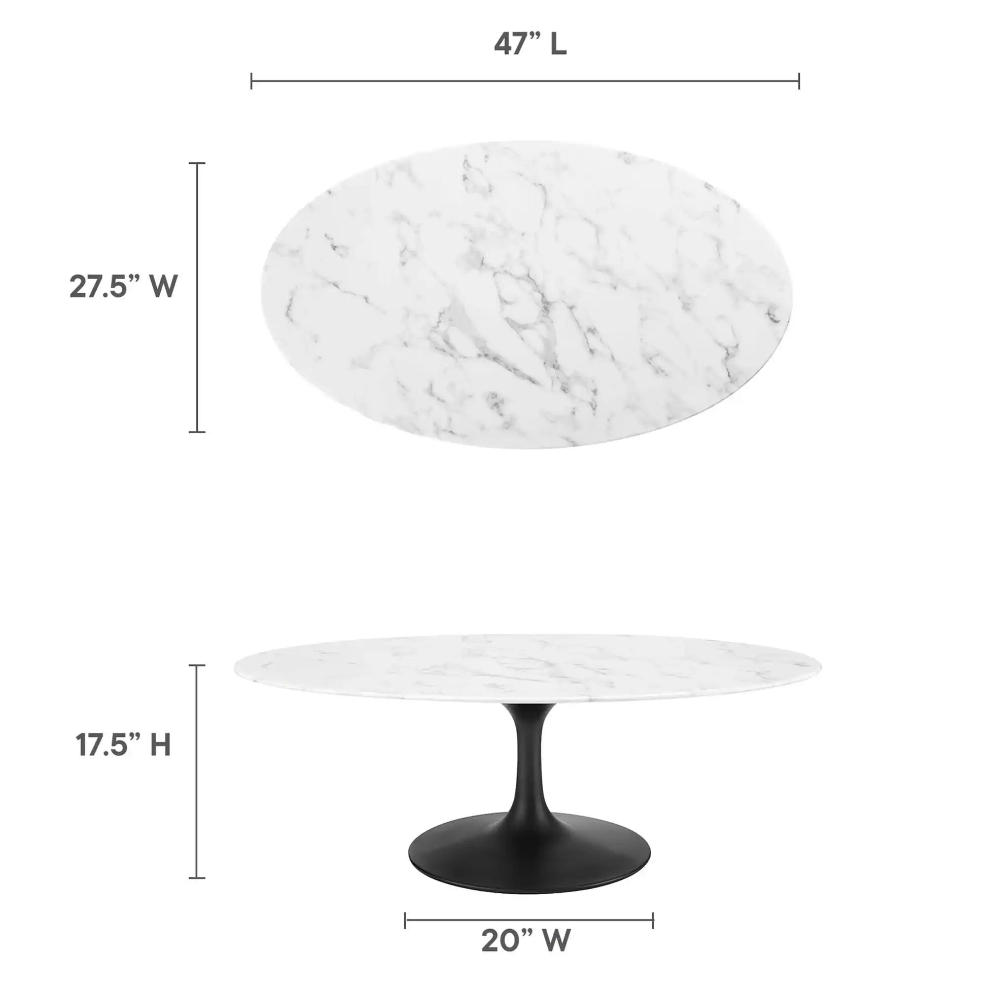 Lippa 48" Oval Faux Marble Coffee Table by Modway - Best Buy Furniture