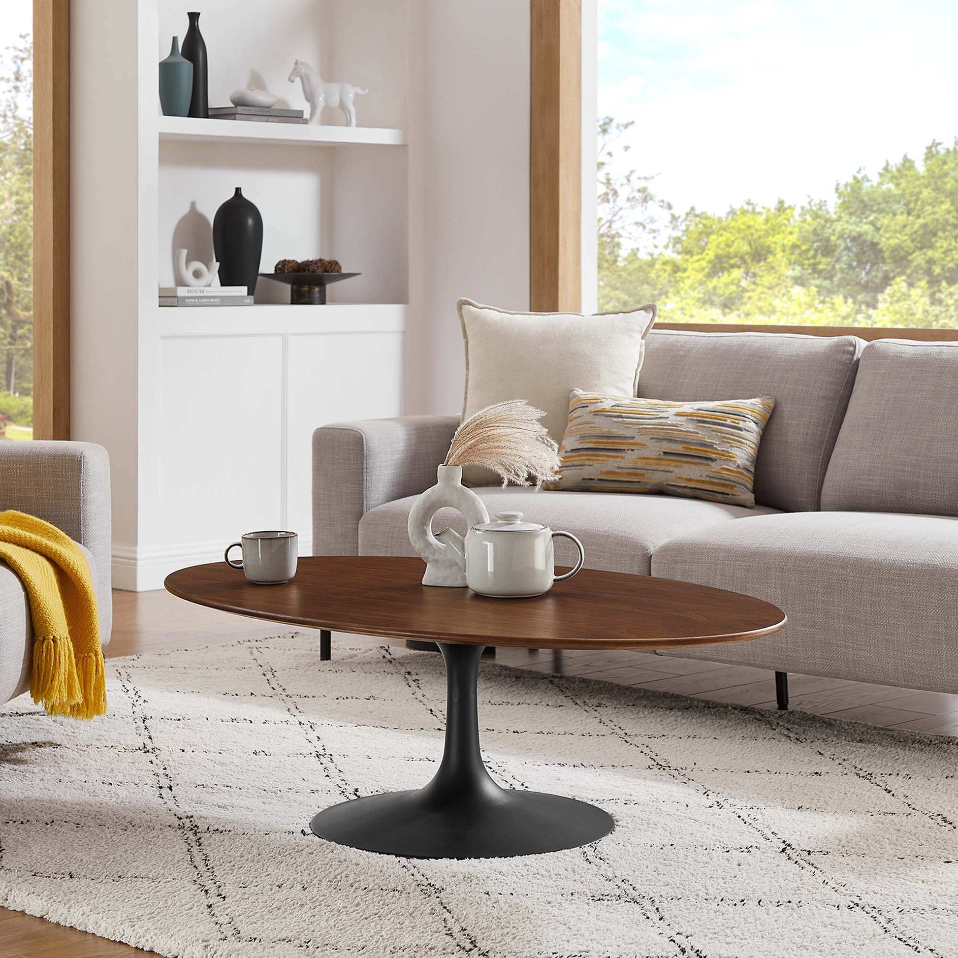 Lippa 48" Oval Wood Coffee Table by Modway - Best Buy Furniture