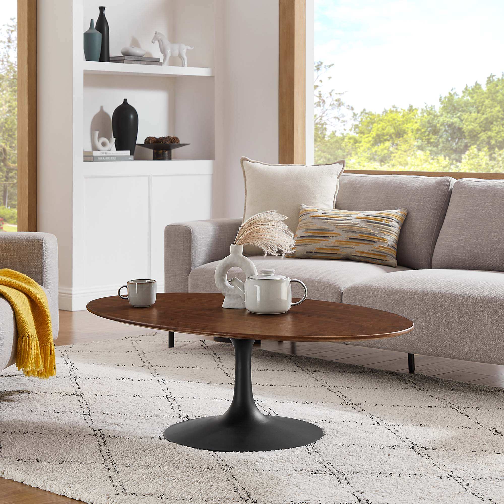 Lippa 48" Oval Wood Coffee Table by Modway - Best Buy Furniture