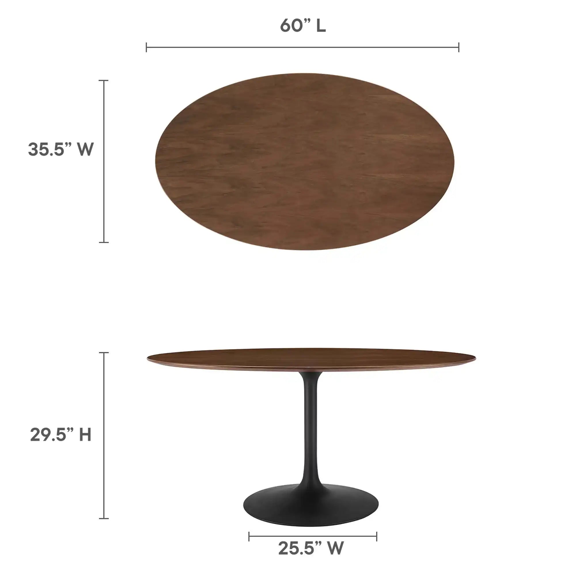 Lippa 60" Oval Walnut Wood Dining Table by Modway - Best Buy Furniture