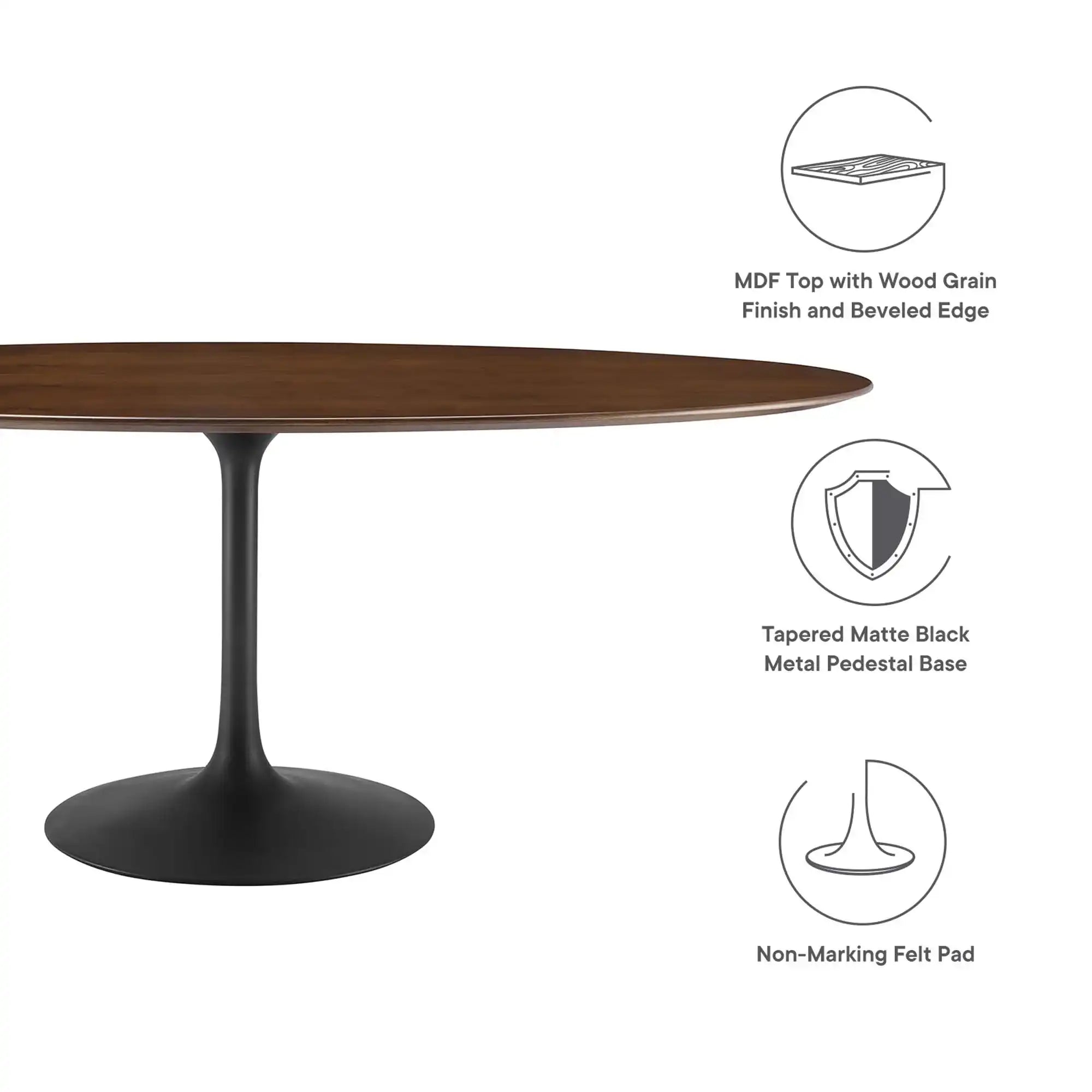 Lippa 78" Oval Walnut Wood Dining Table by Modway - Best Buy Furniture