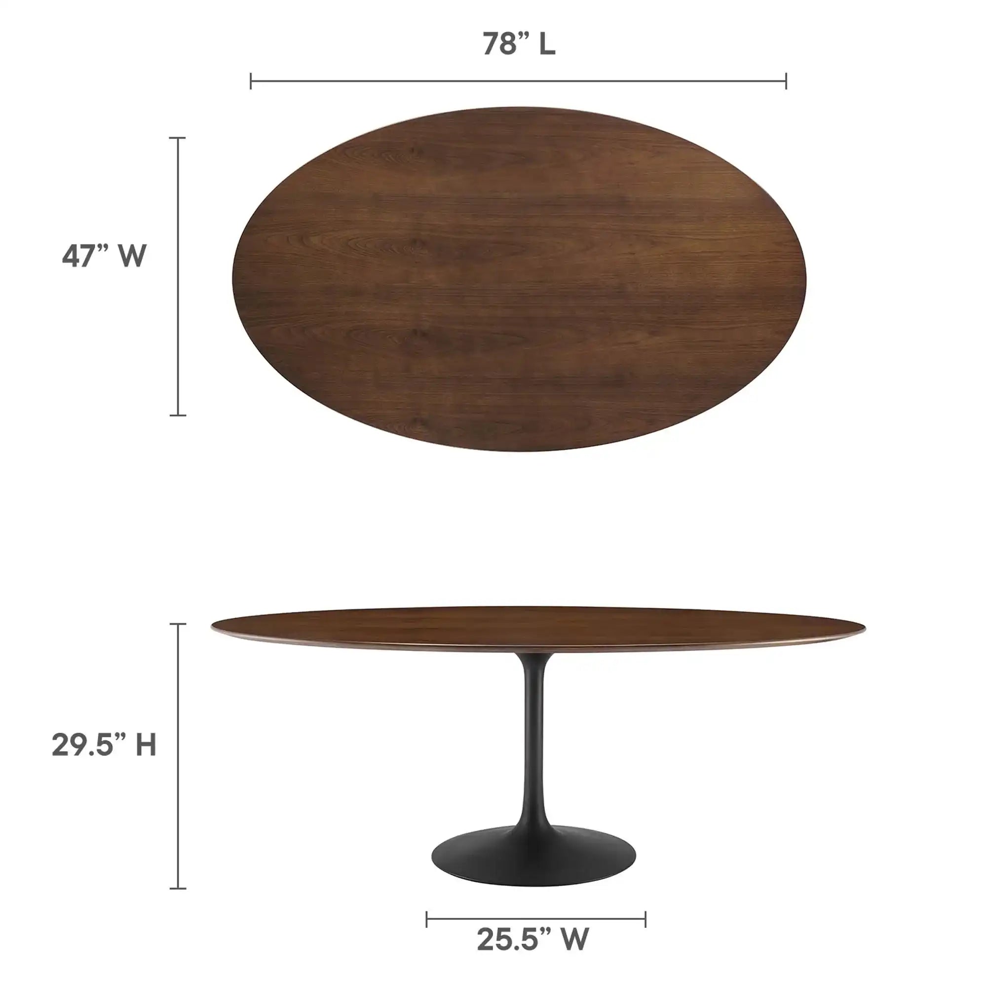 Lippa 78" Oval Walnut Wood Dining Table by Modway - Best Buy Furniture