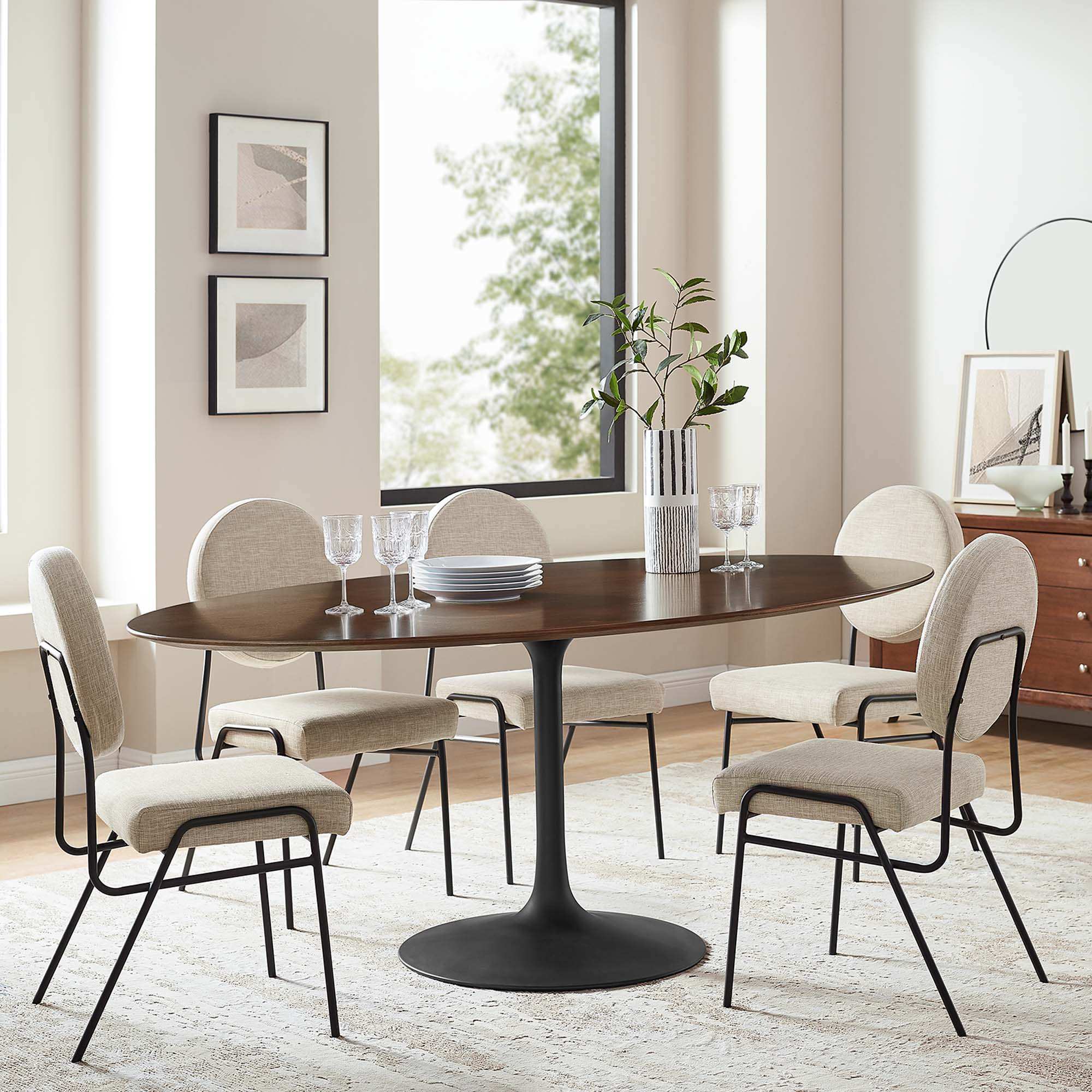 Lippa 78" Oval Walnut Wood Dining Table by Modway - Best Buy Furniture