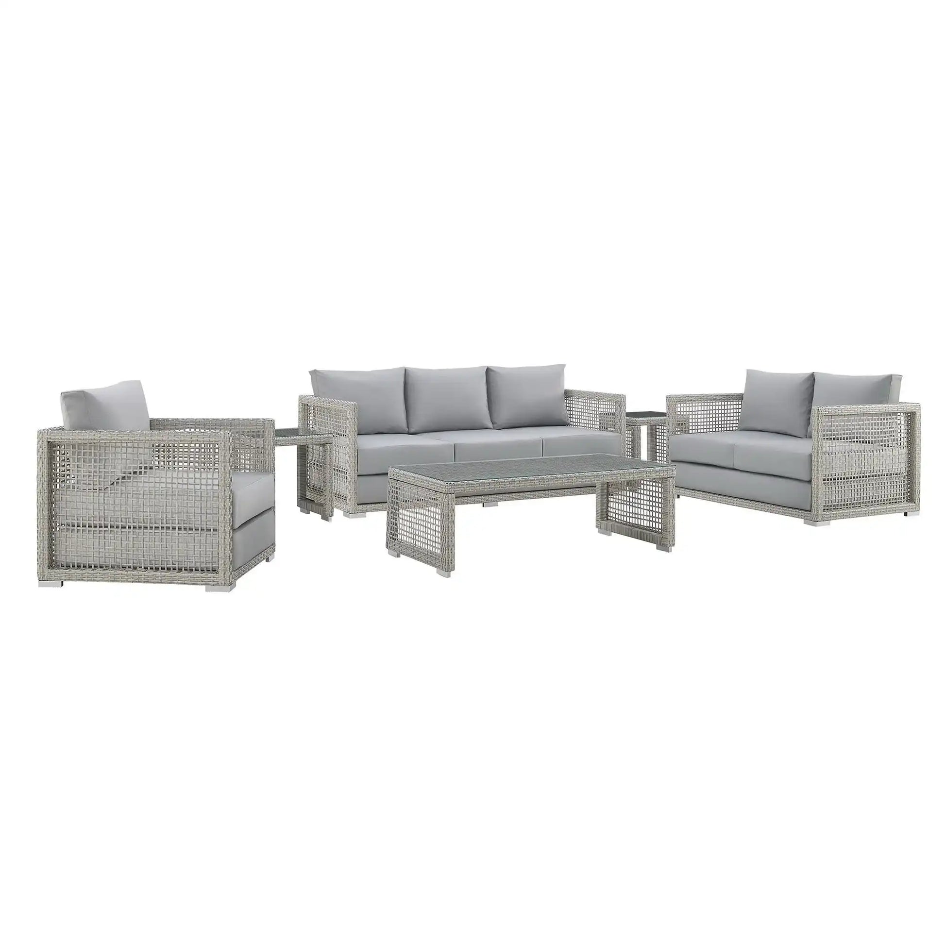 Aura 6 Piece Outdoor Patio Wicker Rattan Set by Modway - Best Buy Furniture