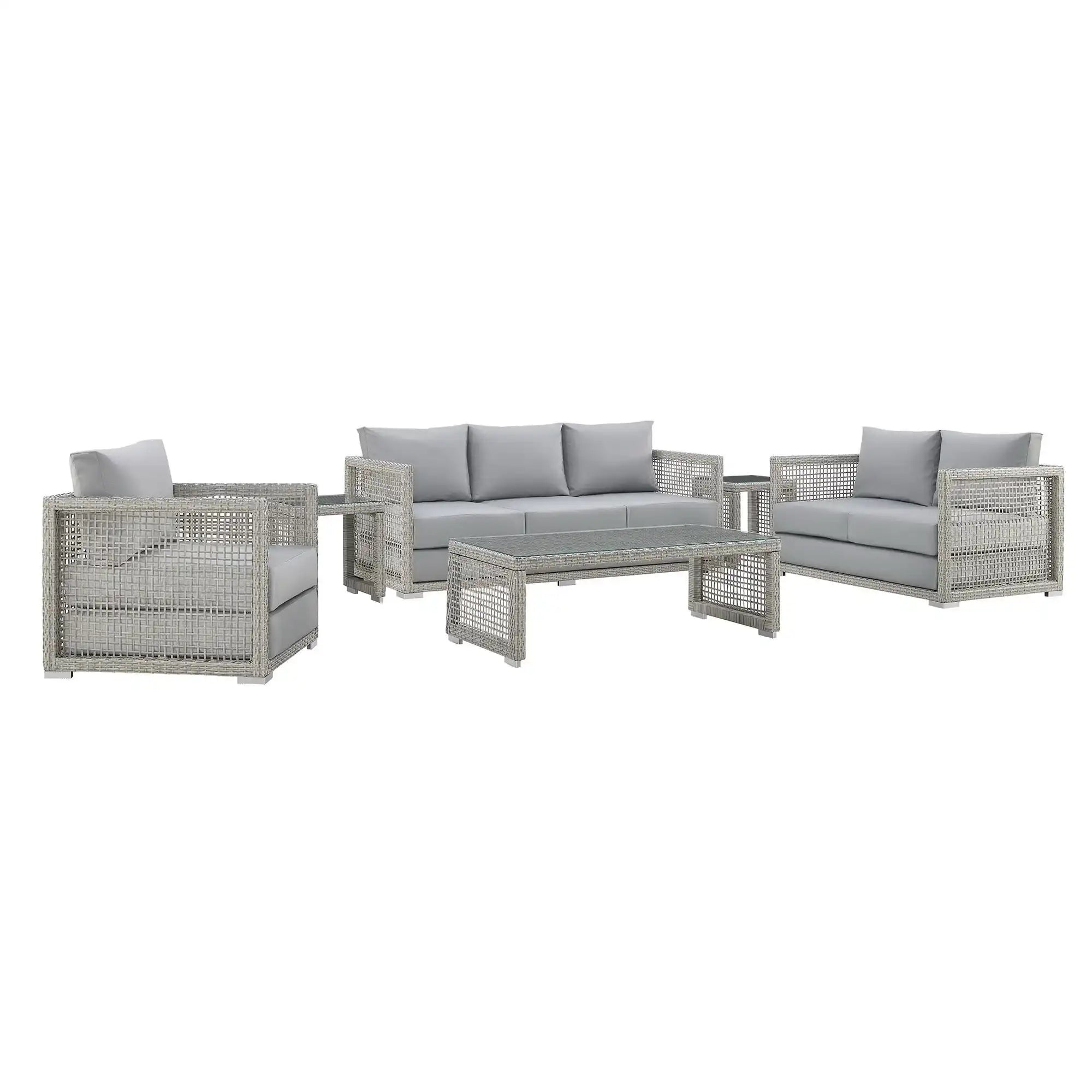 Aura 6 Piece Outdoor Patio Wicker Rattan Set by Modway - Best Buy Furniture