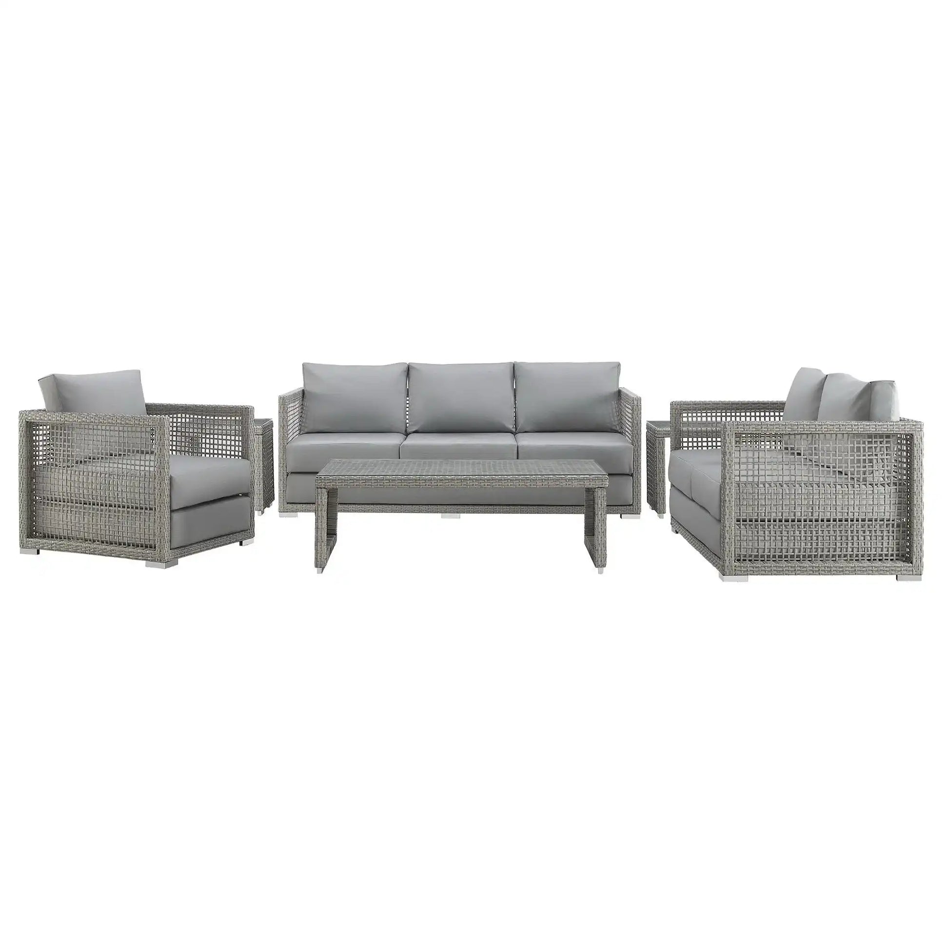 Aura 6 Piece Outdoor Patio Wicker Rattan Set by Modway - Best Buy Furniture