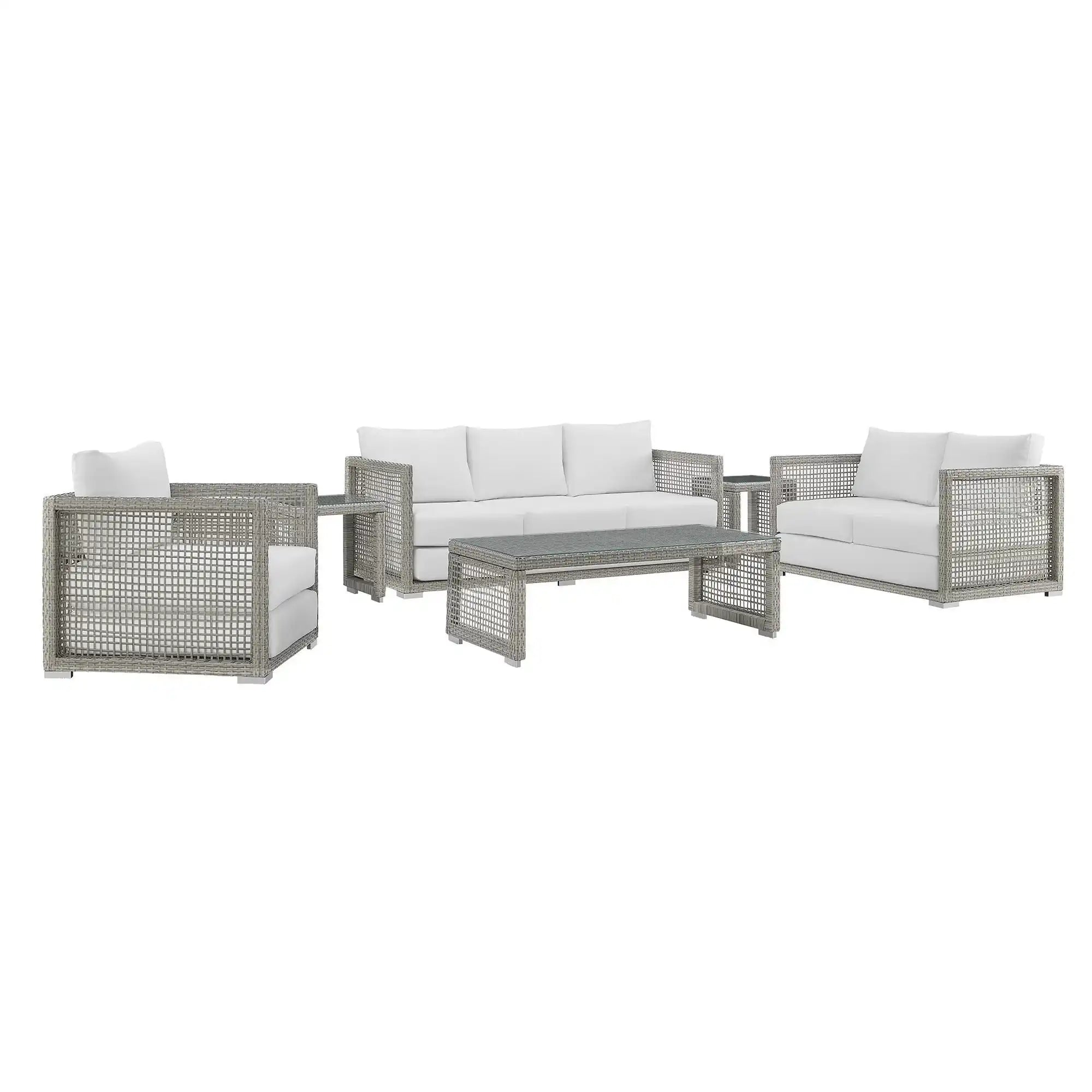 Aura 6 Piece Outdoor Patio Wicker Rattan Set by Modway - Best Buy Furniture