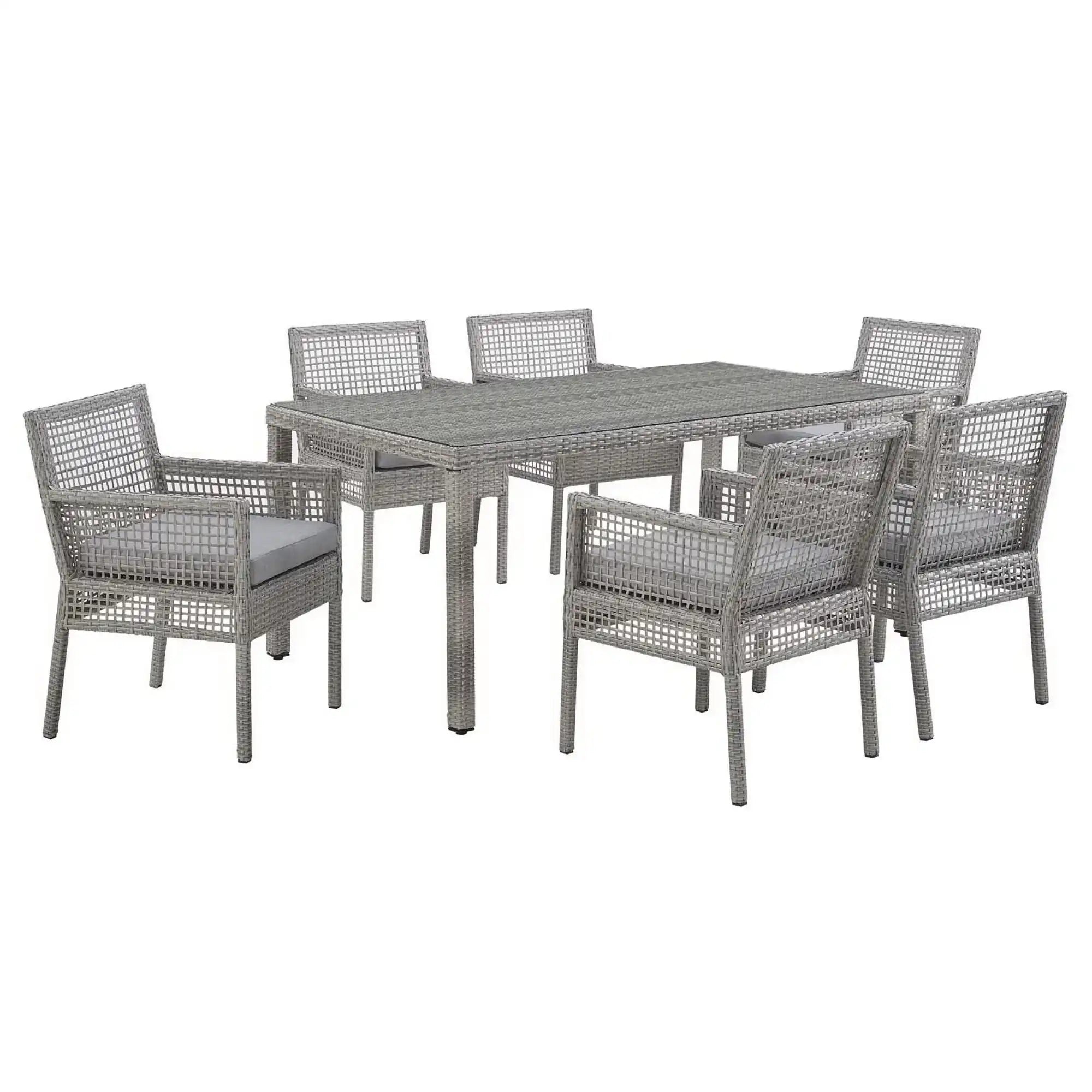 Aura 7 Piece Outdoor Patio Wicker Rattan Set by Modway - Best Buy Furniture