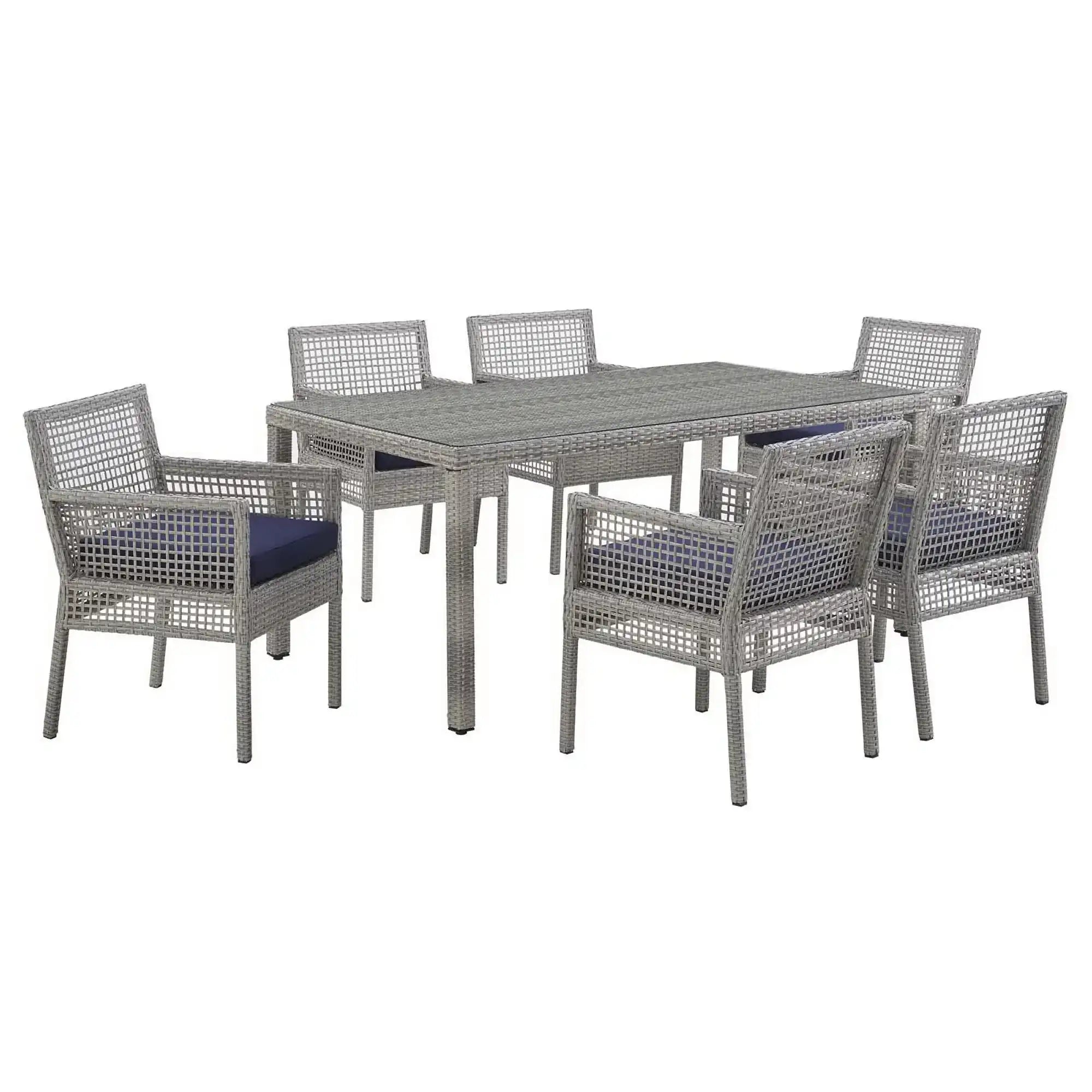 Aura 7 Piece Outdoor Patio Wicker Rattan Set by Modway - Best Buy Furniture