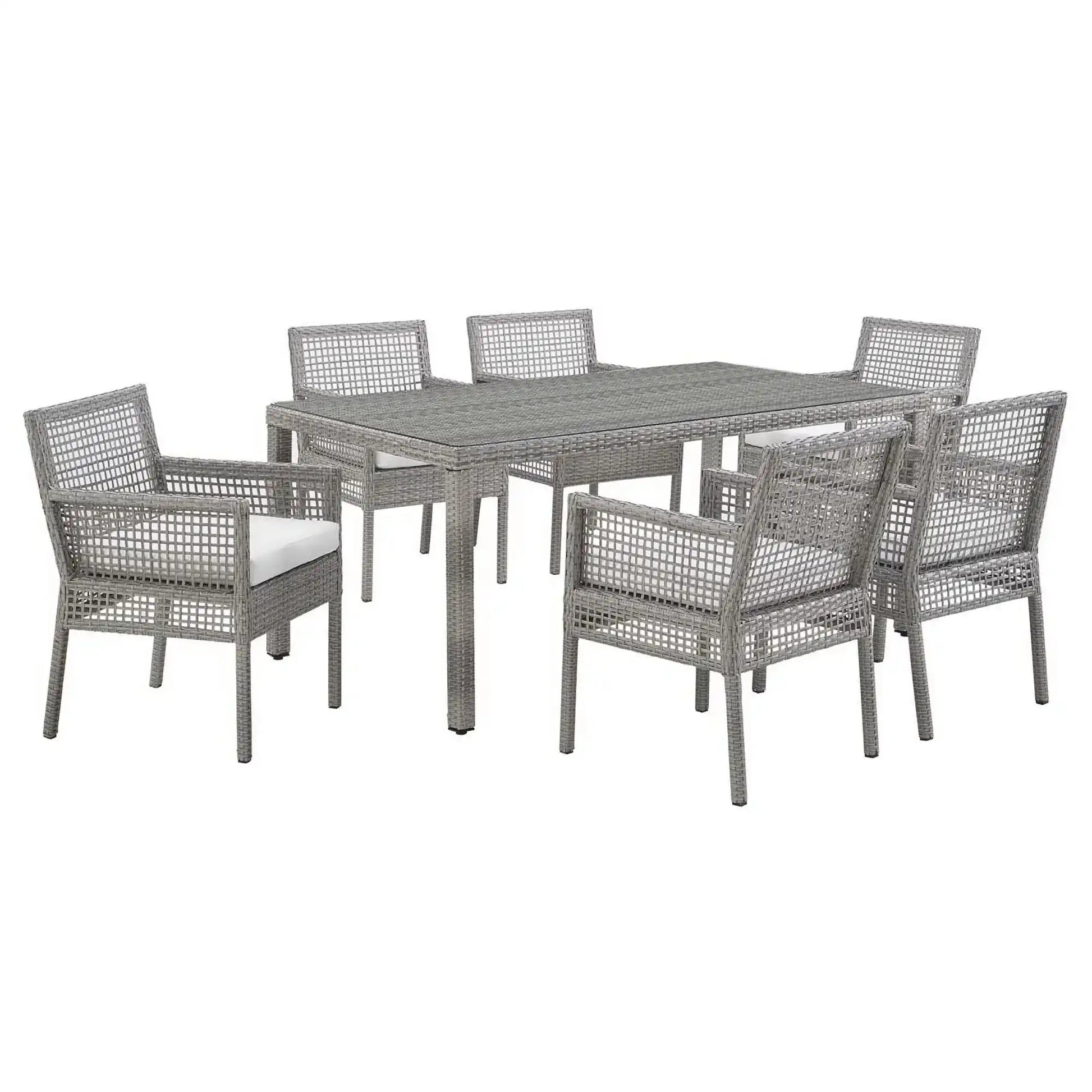 Aura 7 Piece Outdoor Patio Wicker Rattan Set by Modway - Best Buy Furniture