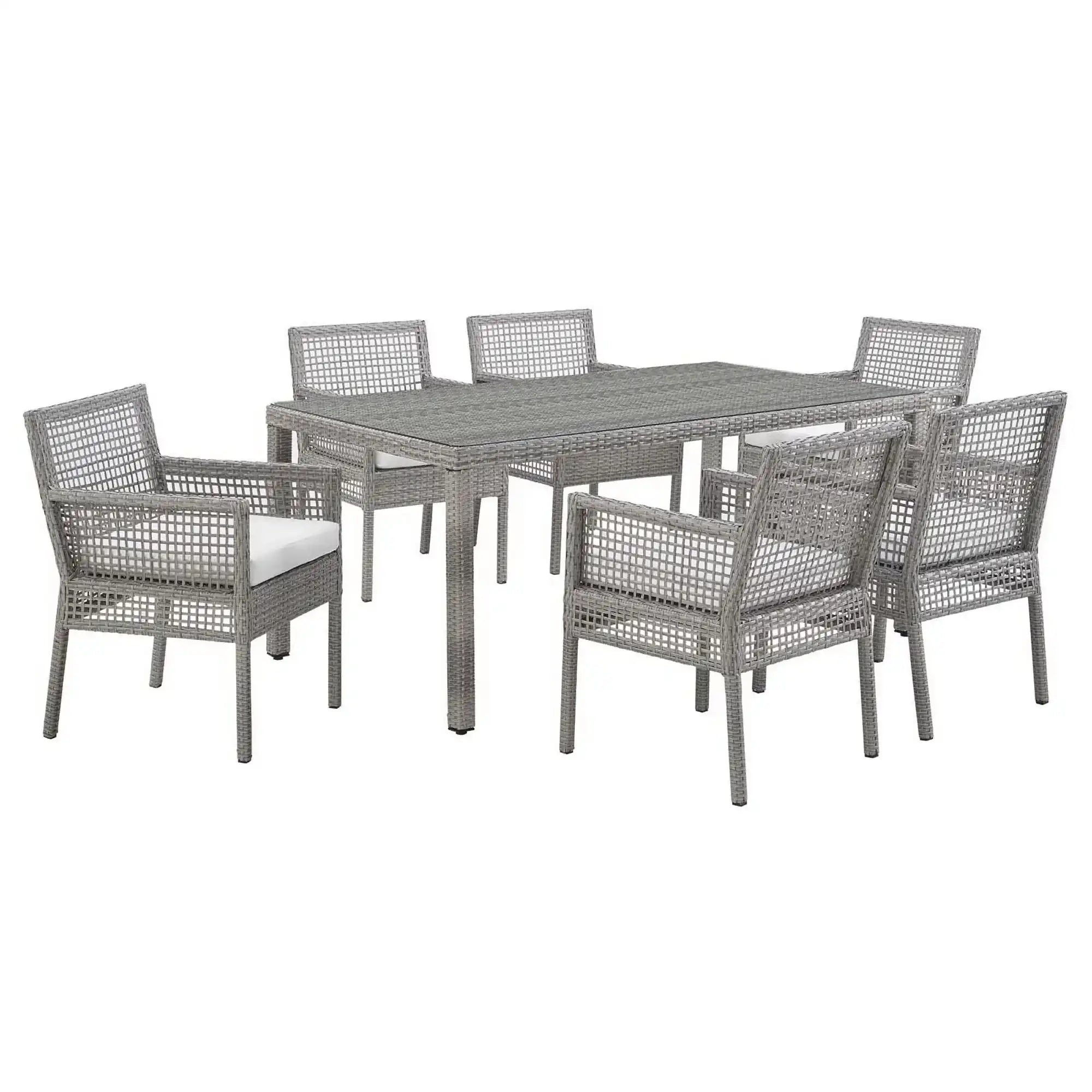 Aura 7 Piece Outdoor Patio Wicker Rattan Set by Modway - Best Buy Furniture