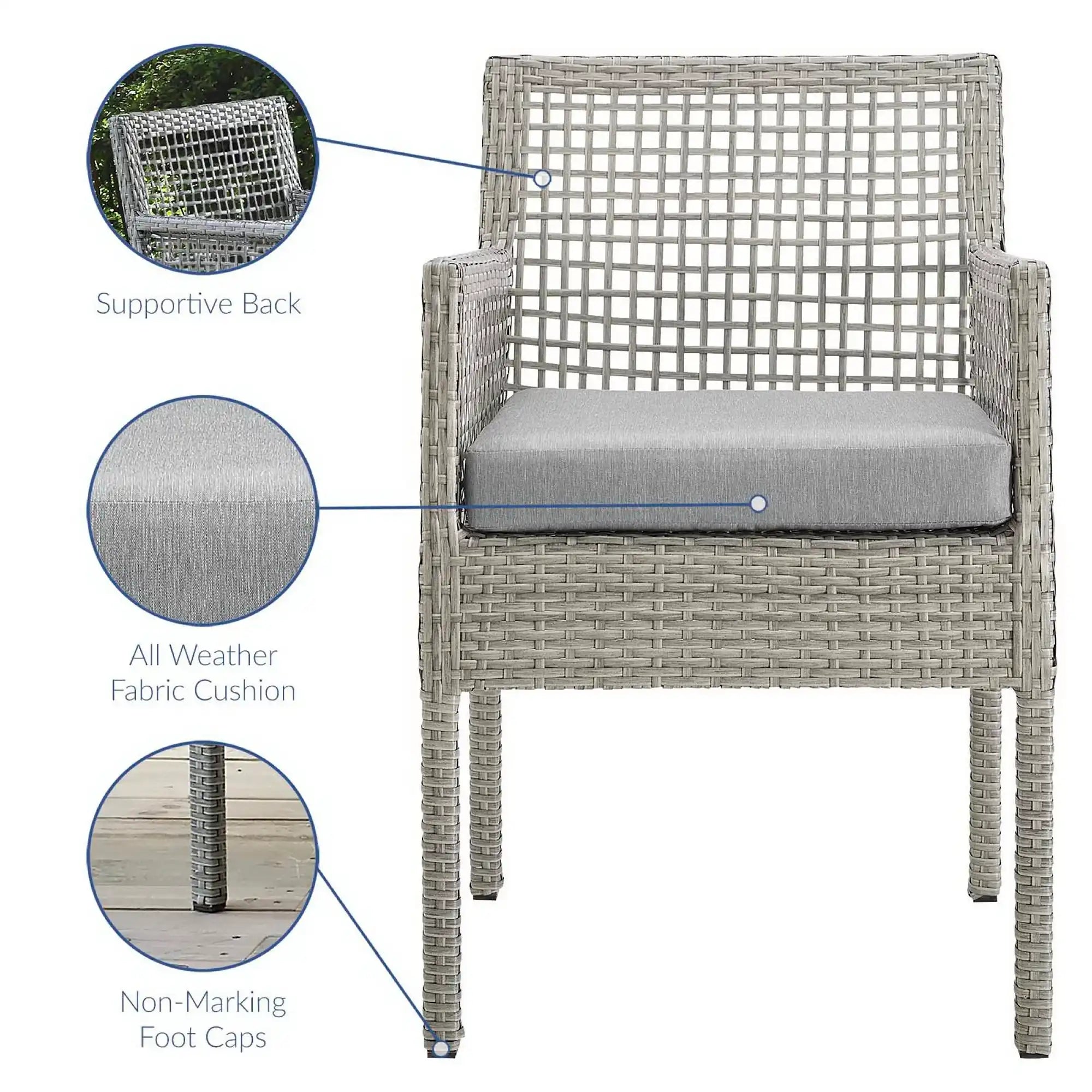 Aura Outdoor Patio Wicker Rattan Dining Armchair Set of 2 by Modway - Best Buy Furniture