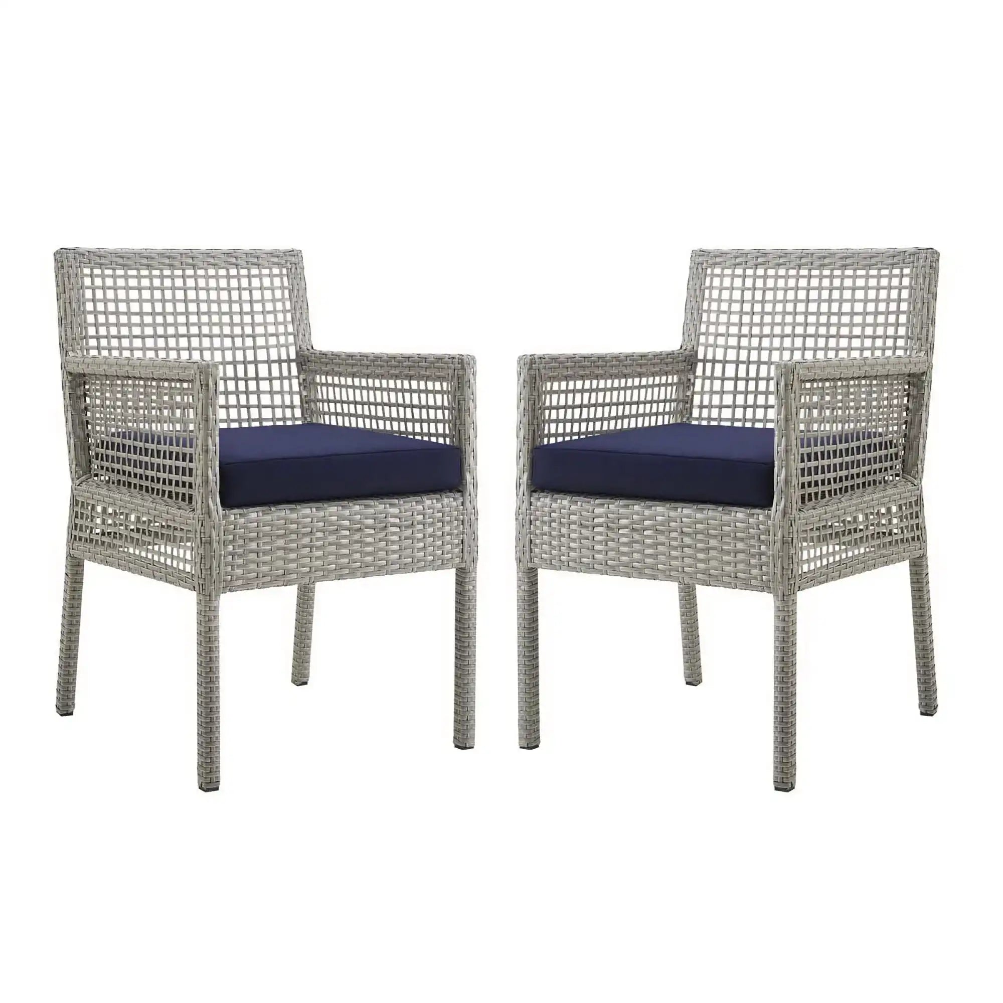 Aura Outdoor Patio Wicker Rattan Dining Armchair Set of 2 by Modway - Best Buy Furniture
