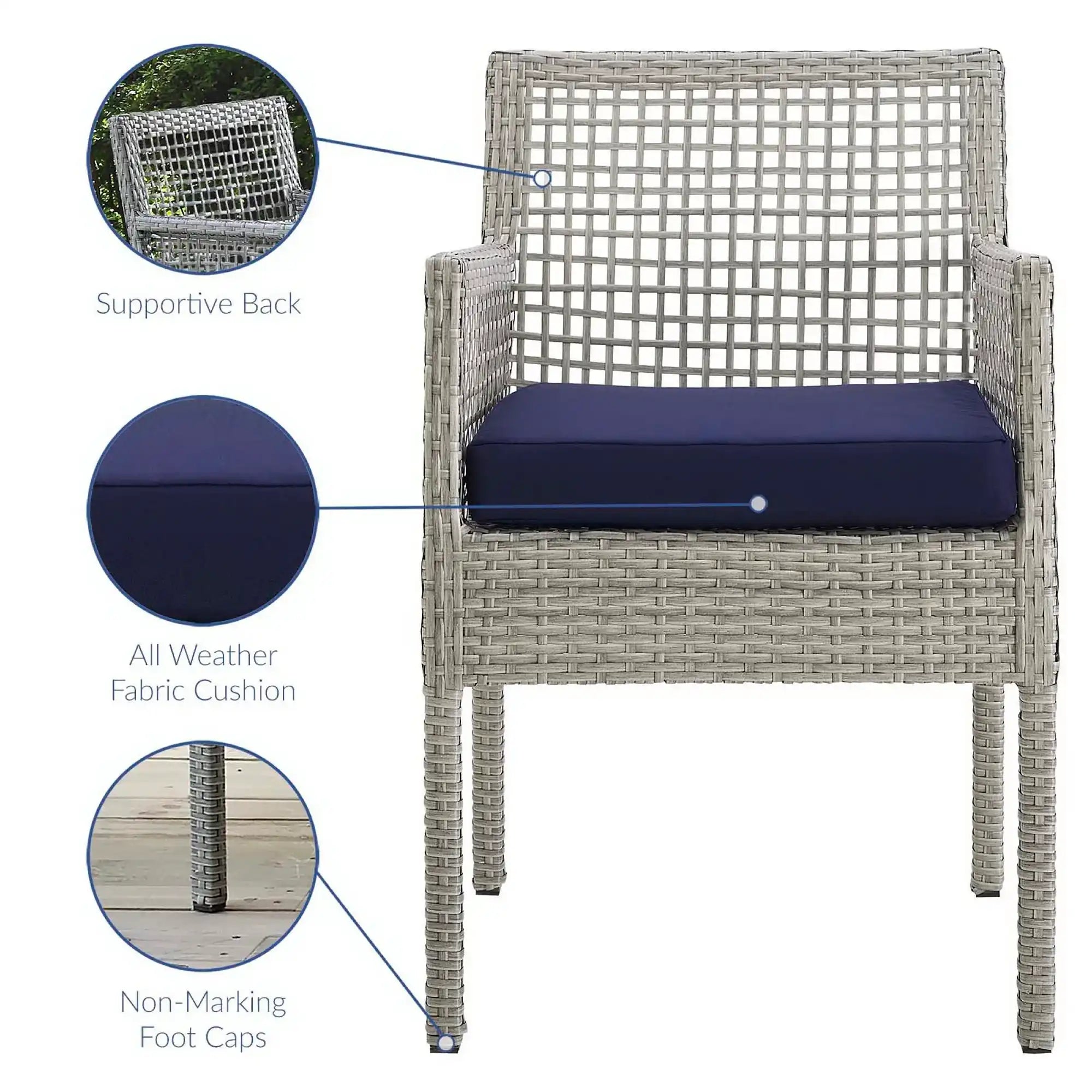 Aura Outdoor Patio Wicker Rattan Dining Armchair Set of 2 by Modway - Best Buy Furniture