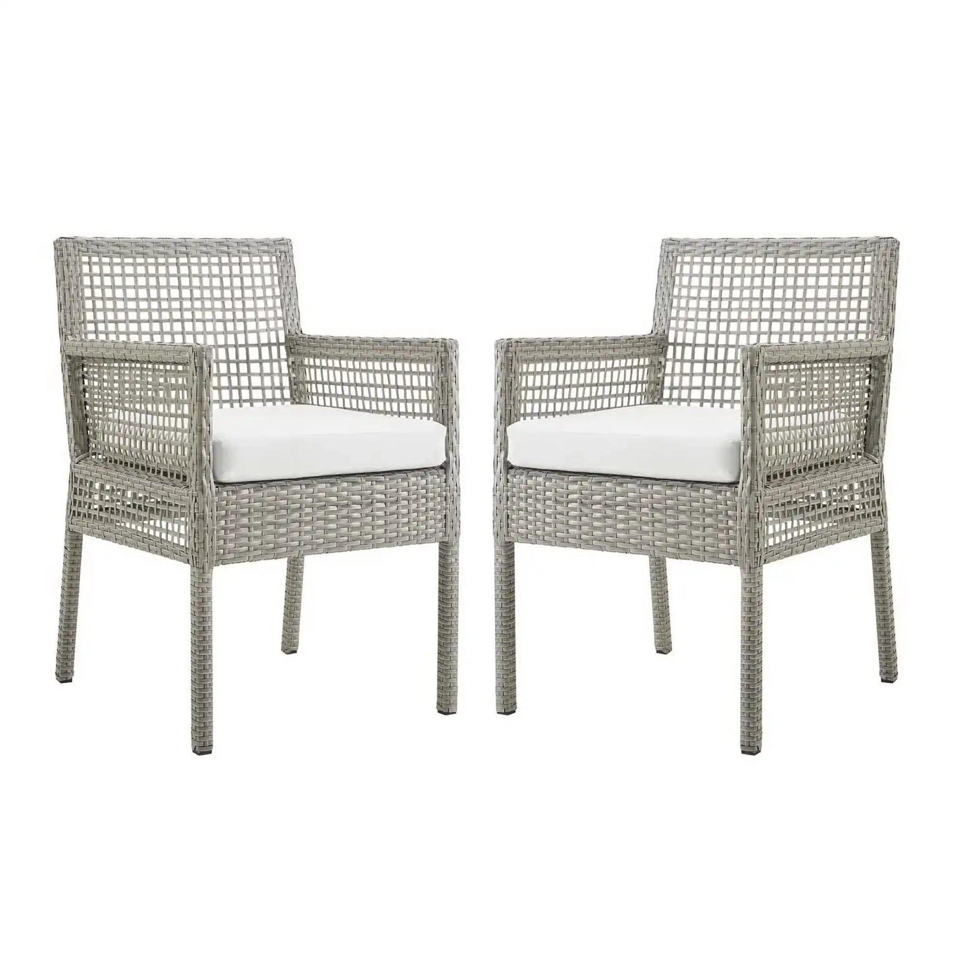 Aura Outdoor Patio Wicker Rattan Dining Armchair Set of 2 by Modway - Best Buy Furniture