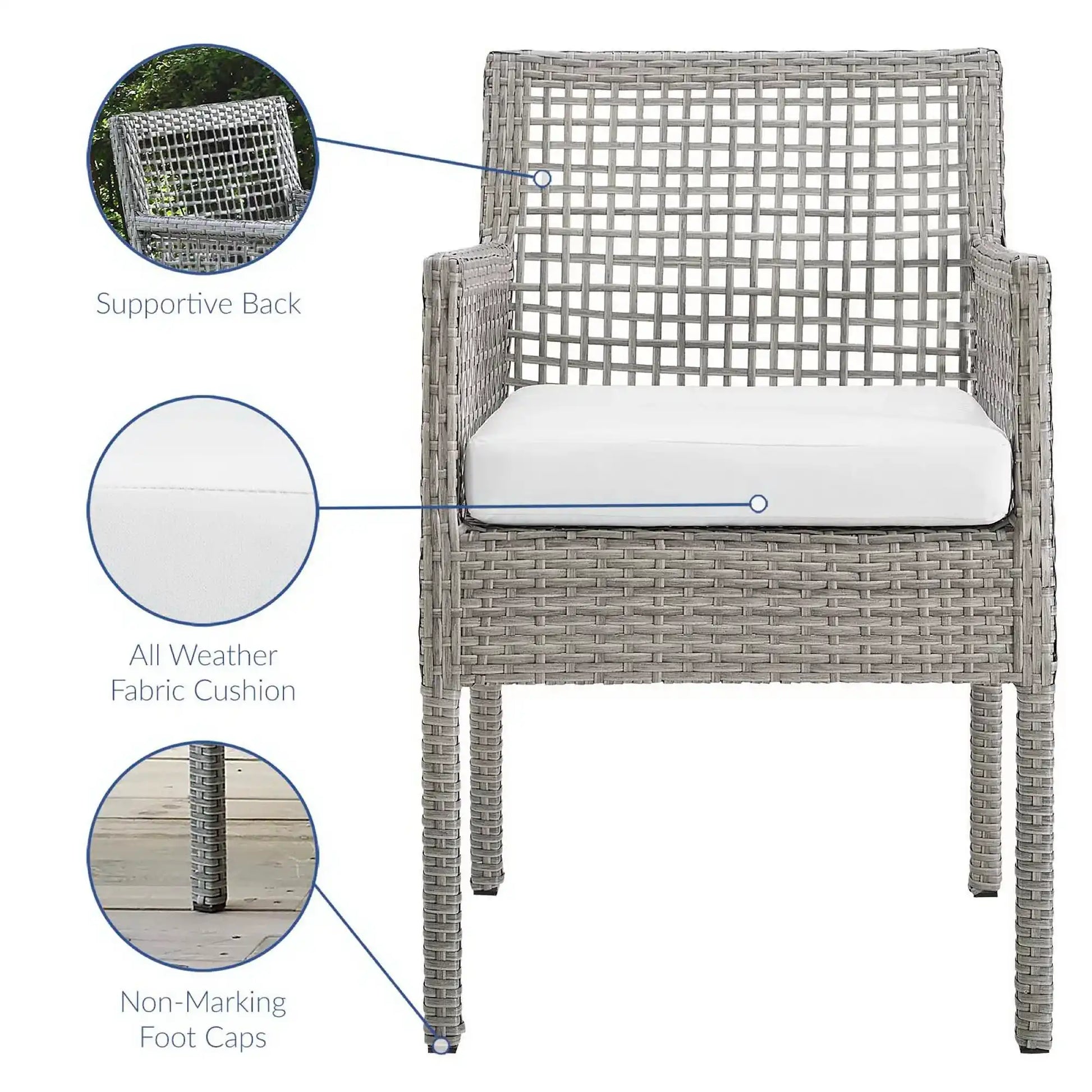 Aura Outdoor Patio Wicker Rattan Dining Armchair Set of 2 by Modway - Best Buy Furniture