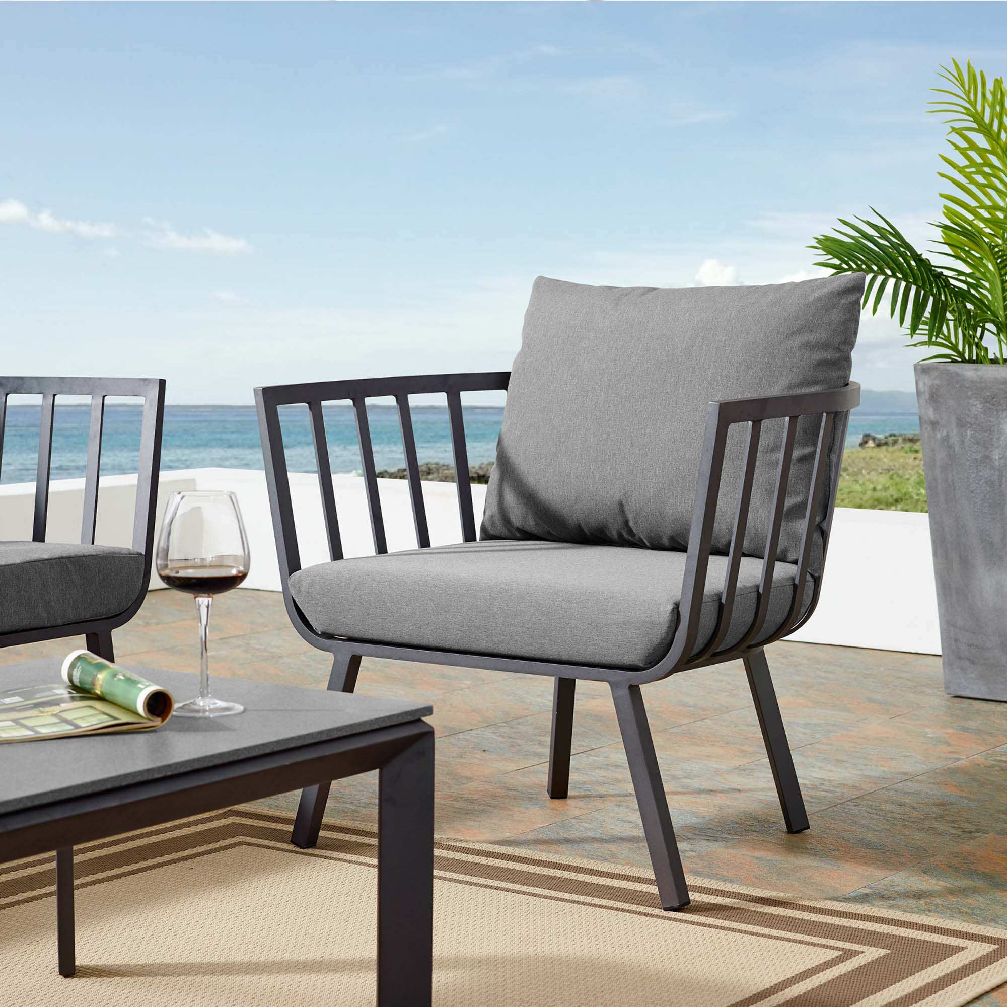 Riverside Outdoor Patio Aluminum Armchair by Modway - Best Buy Furniture