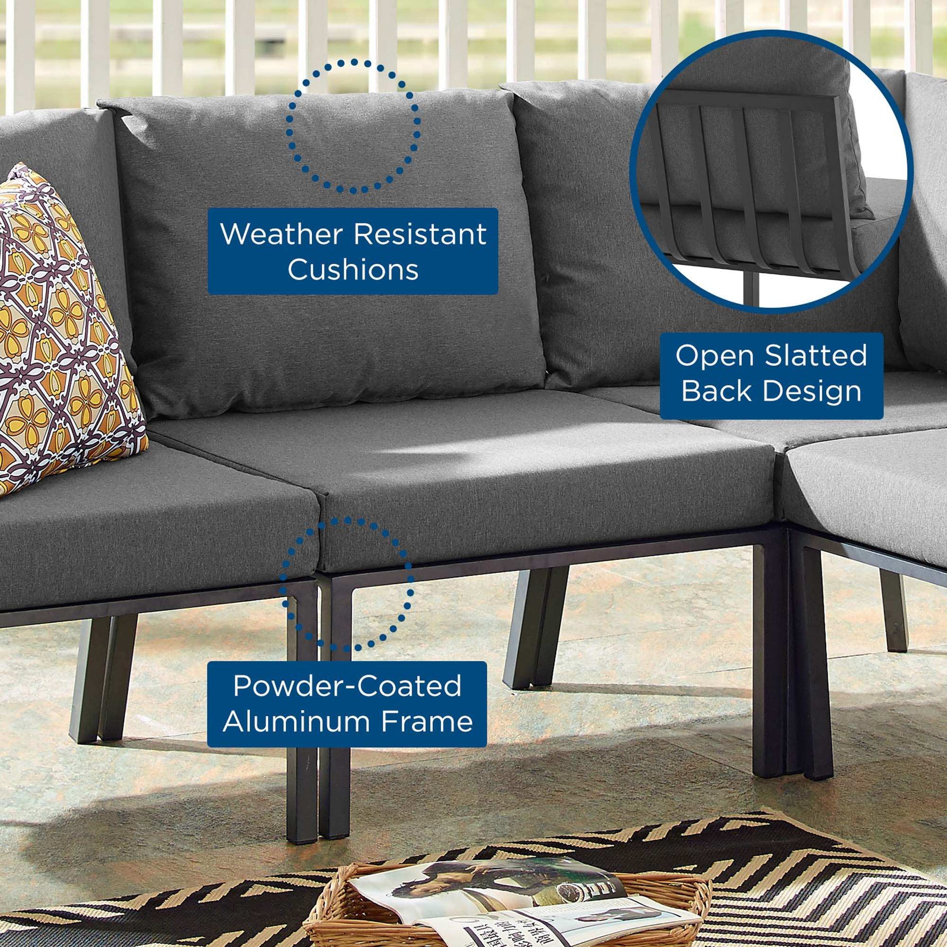 Riverside Outdoor Patio Aluminum Armless Chair by Modway - Best Buy Furniture