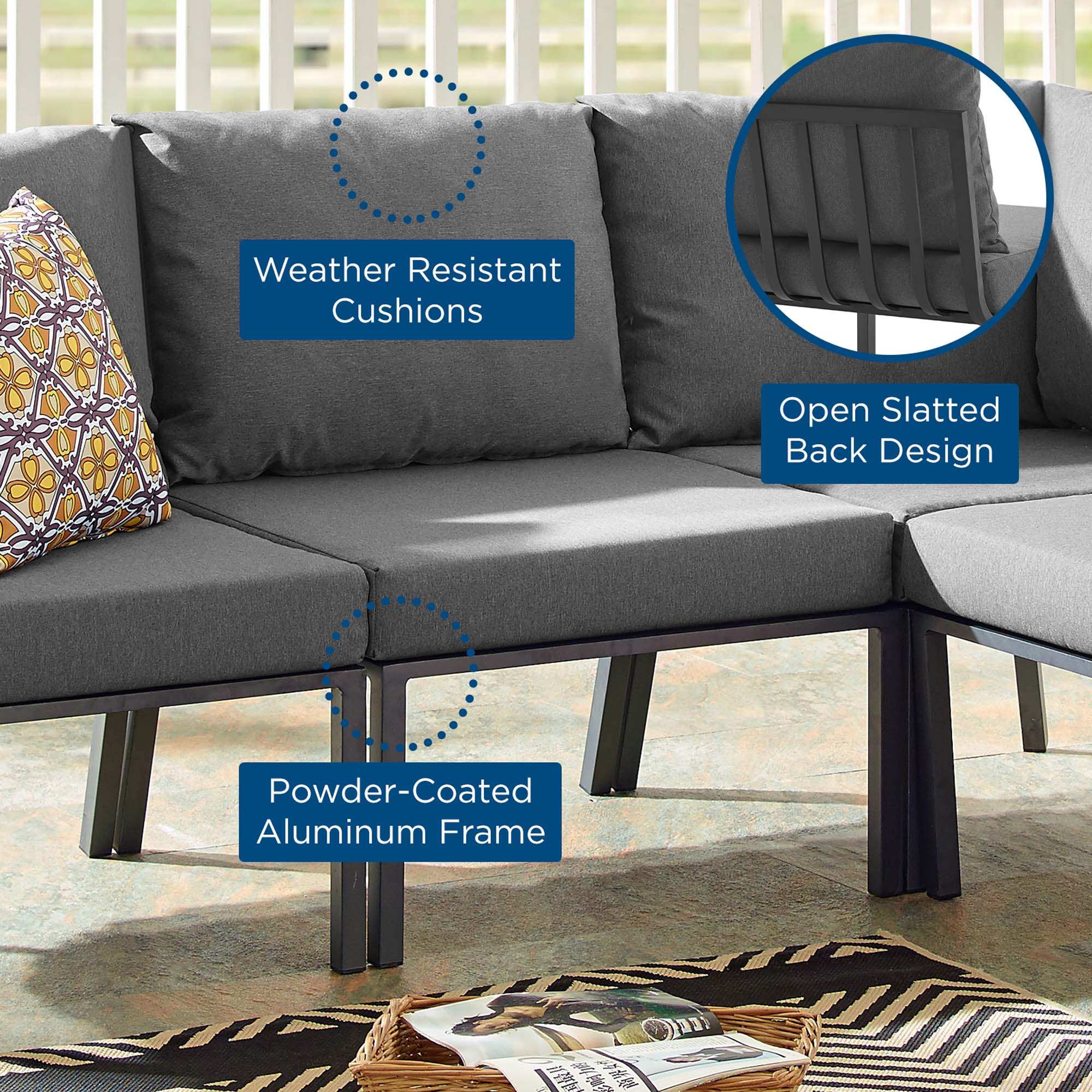 Riverside Outdoor Patio Aluminum Armless Chair by Modway - Best Buy Furniture