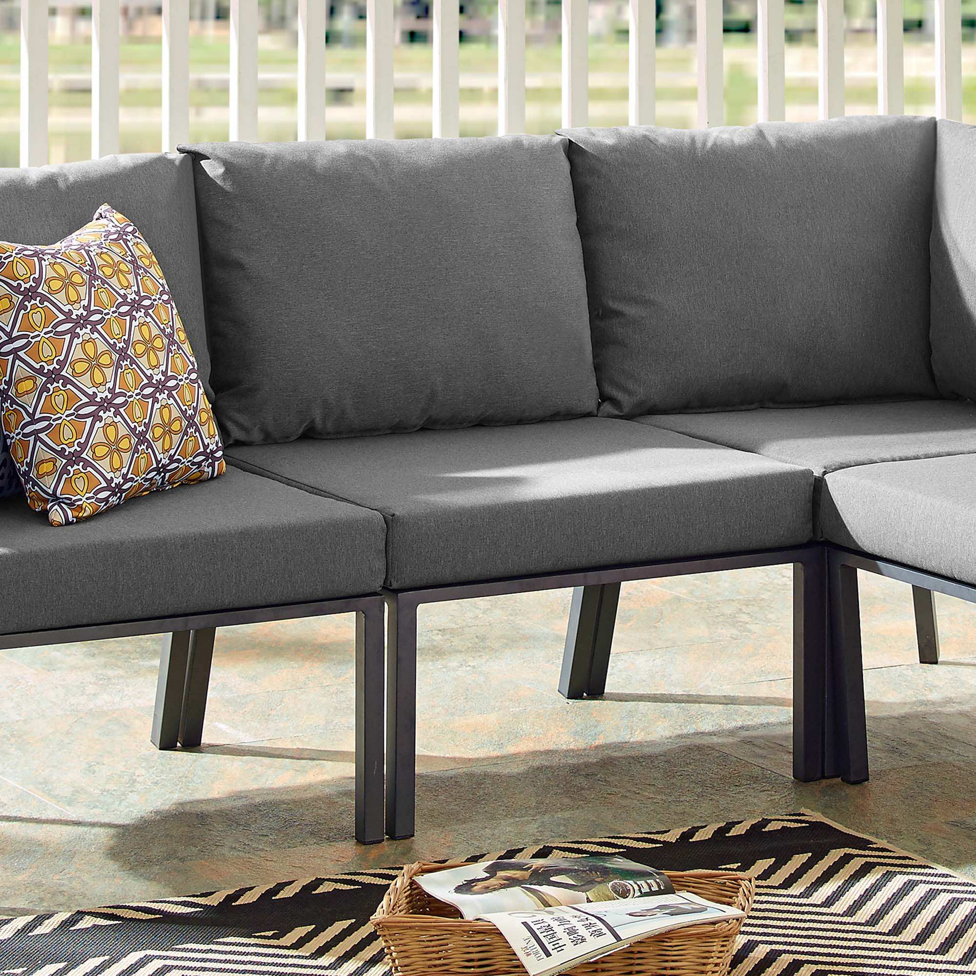 Riverside Outdoor Patio Aluminum Armless Chair by Modway - Best Buy Furniture