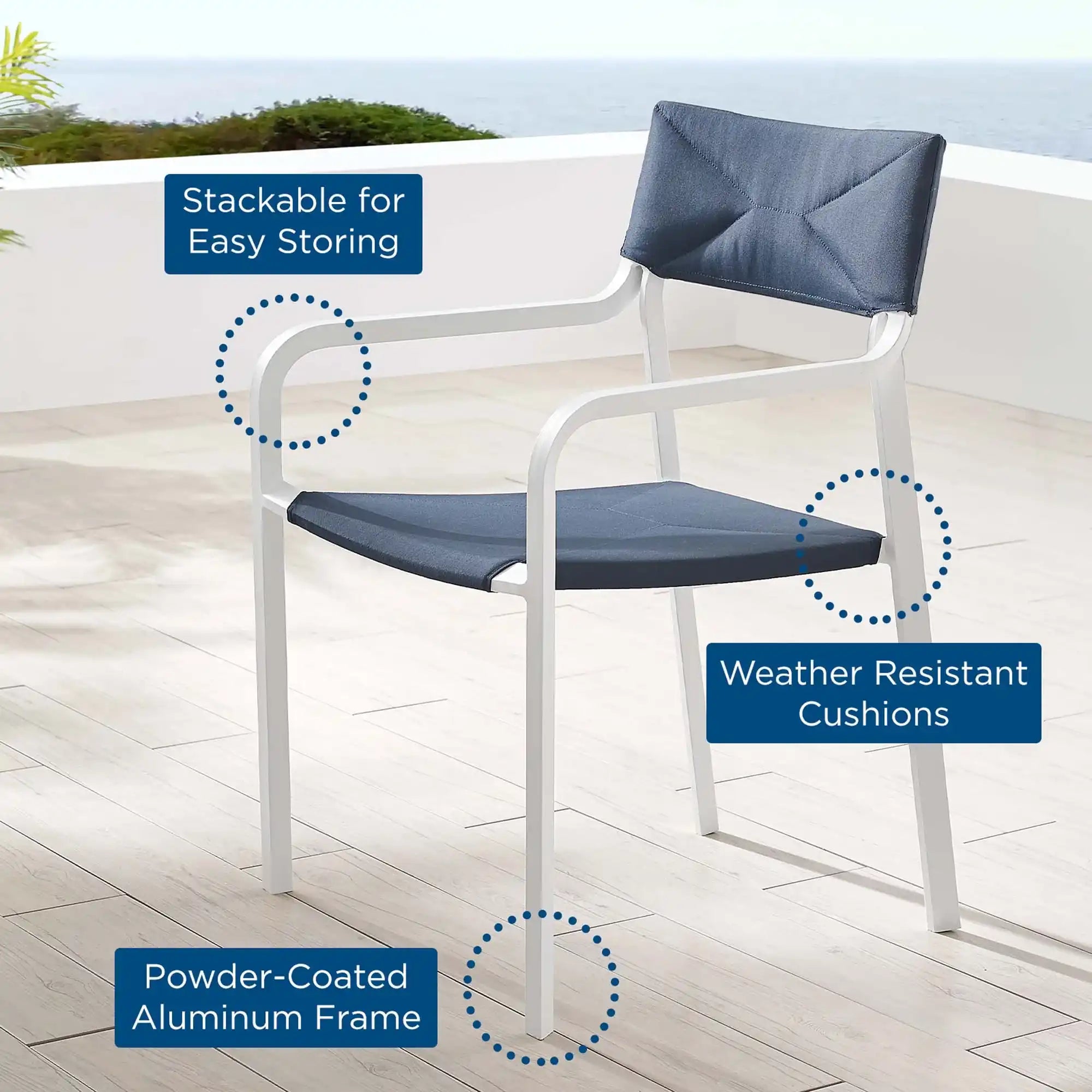Raleigh Stackable Outdoor Patio Aluminum Dining Armchair by Modway - Best Buy Furniture
