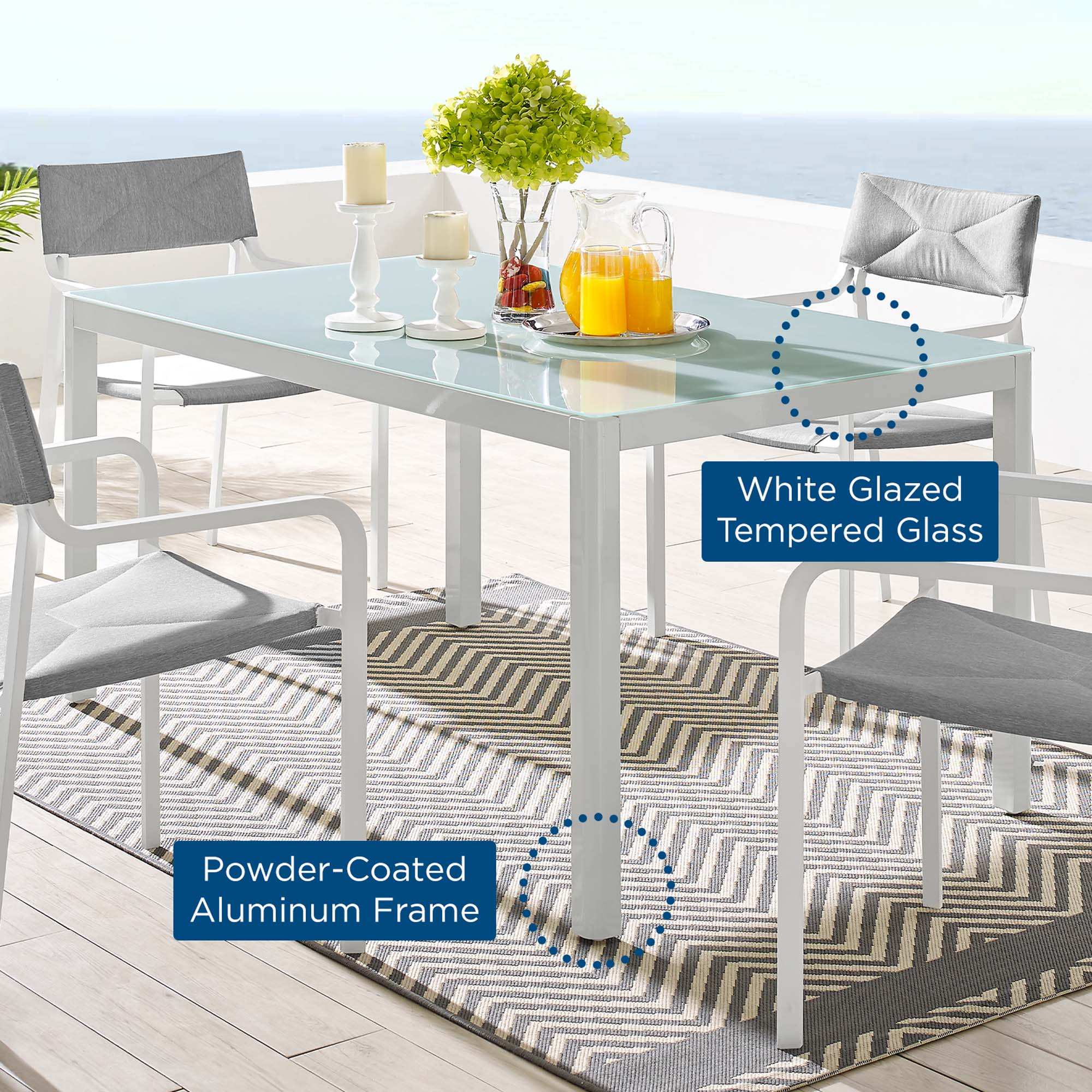 Raleigh 59" Outdoor Patio Aluminum Dining Table by Modway - Best Buy Furniture