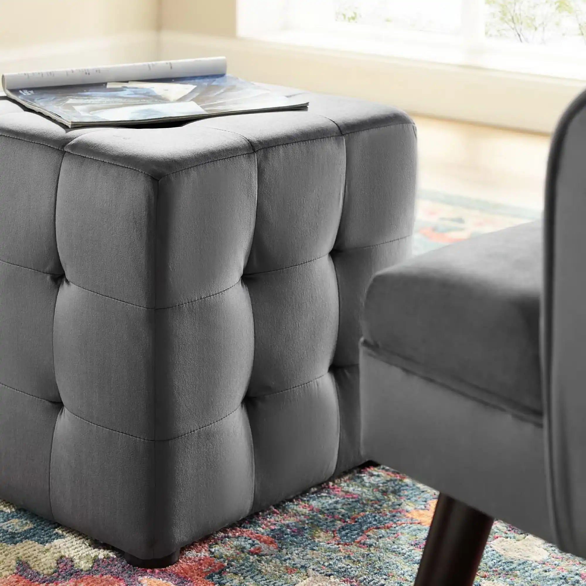 Contour Tufted Cube Performance Velvet Ottoman by Modway - Best Buy Furniture