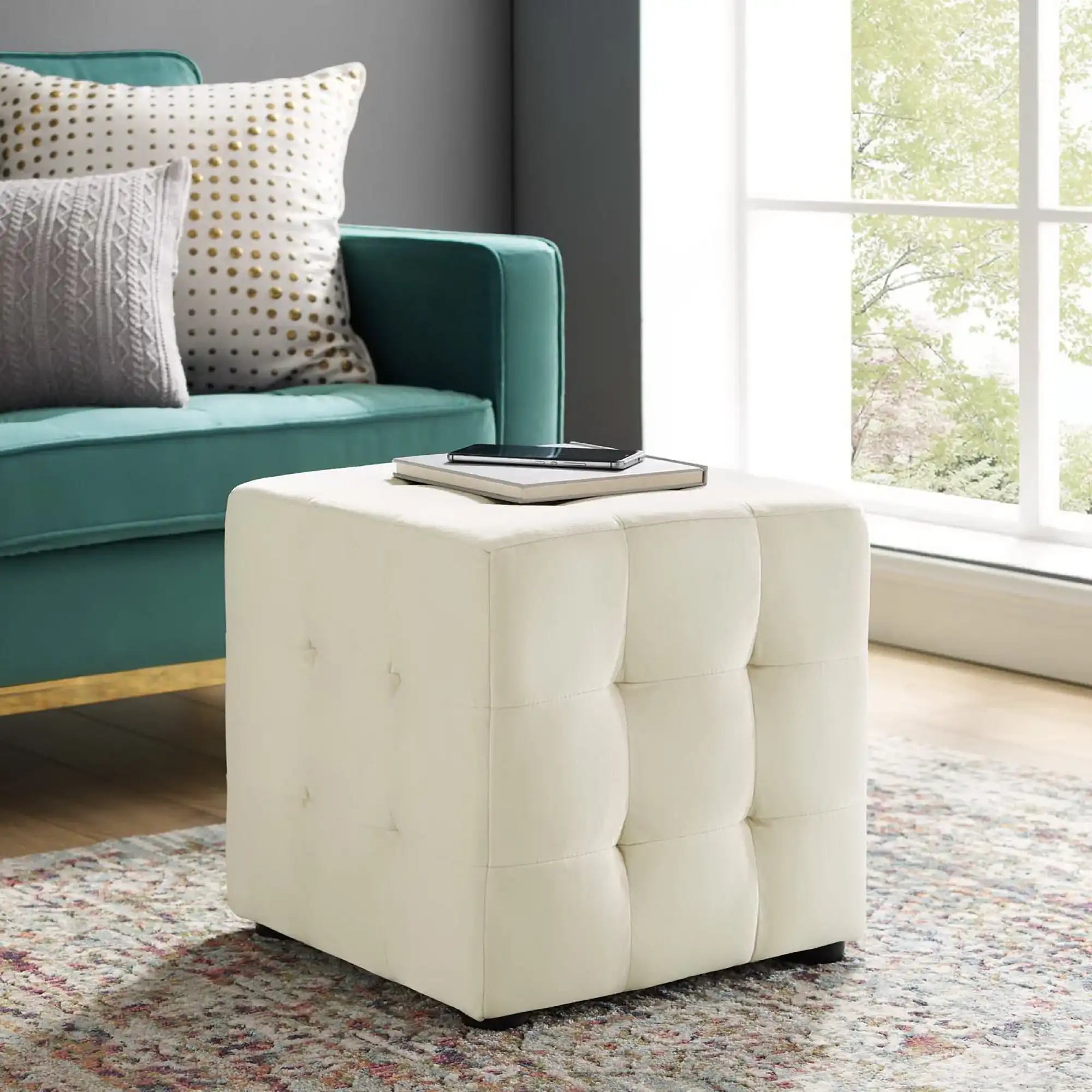 Contour Tufted Cube Performance Velvet Ottoman by Modway - Best Buy Furniture