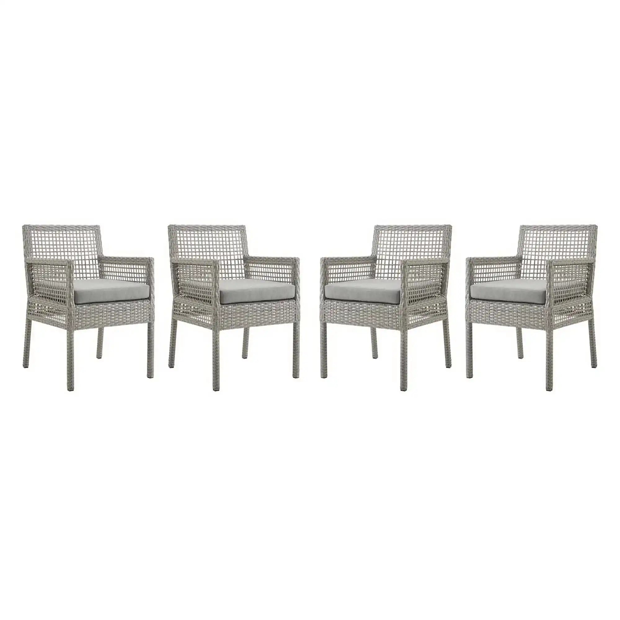 Aura Outdoor Patio Wicker Rattan Dining Armchair Set of 4 by Modway - Best Buy Furniture