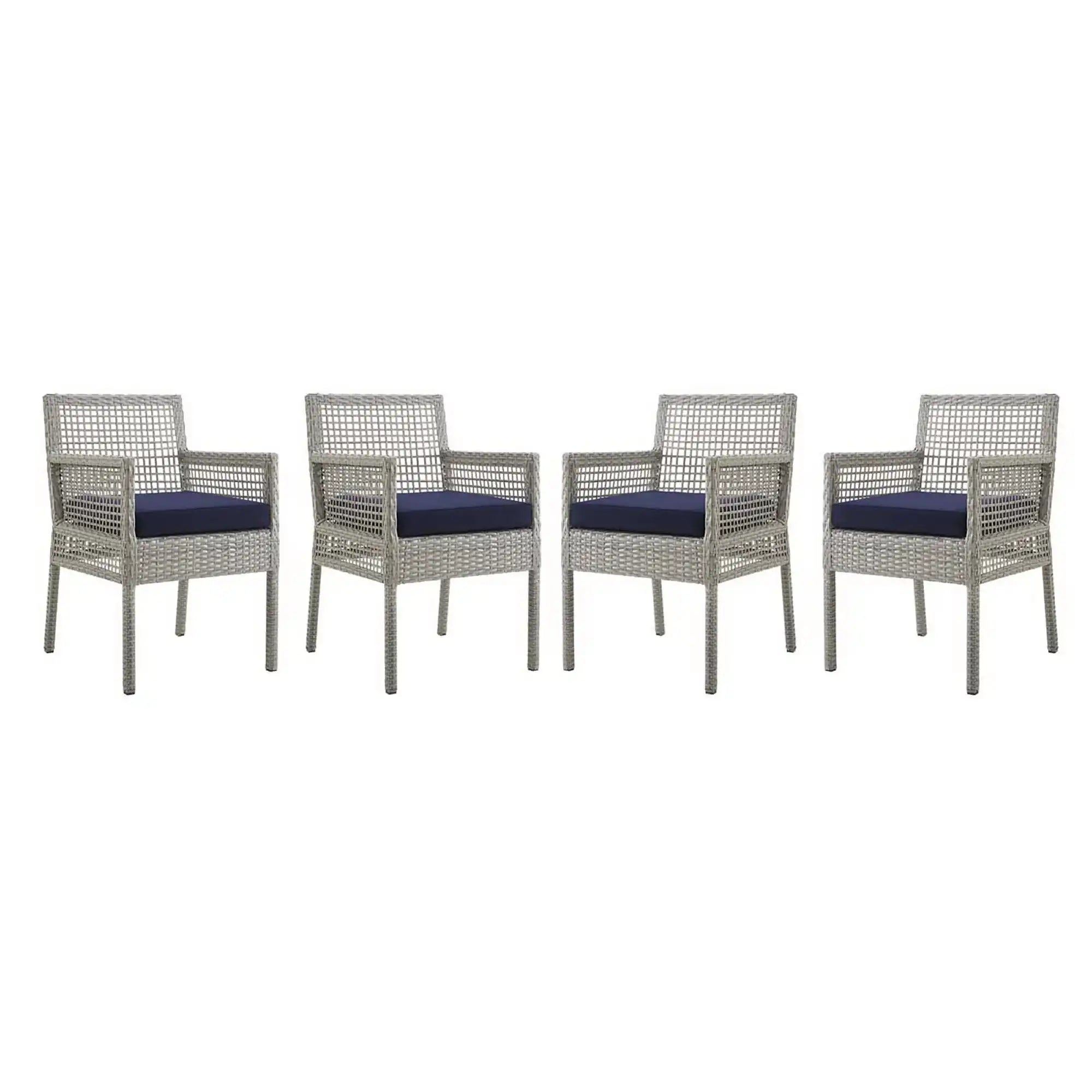 Aura Outdoor Patio Wicker Rattan Dining Armchair Set of 4 by Modway - Best Buy Furniture