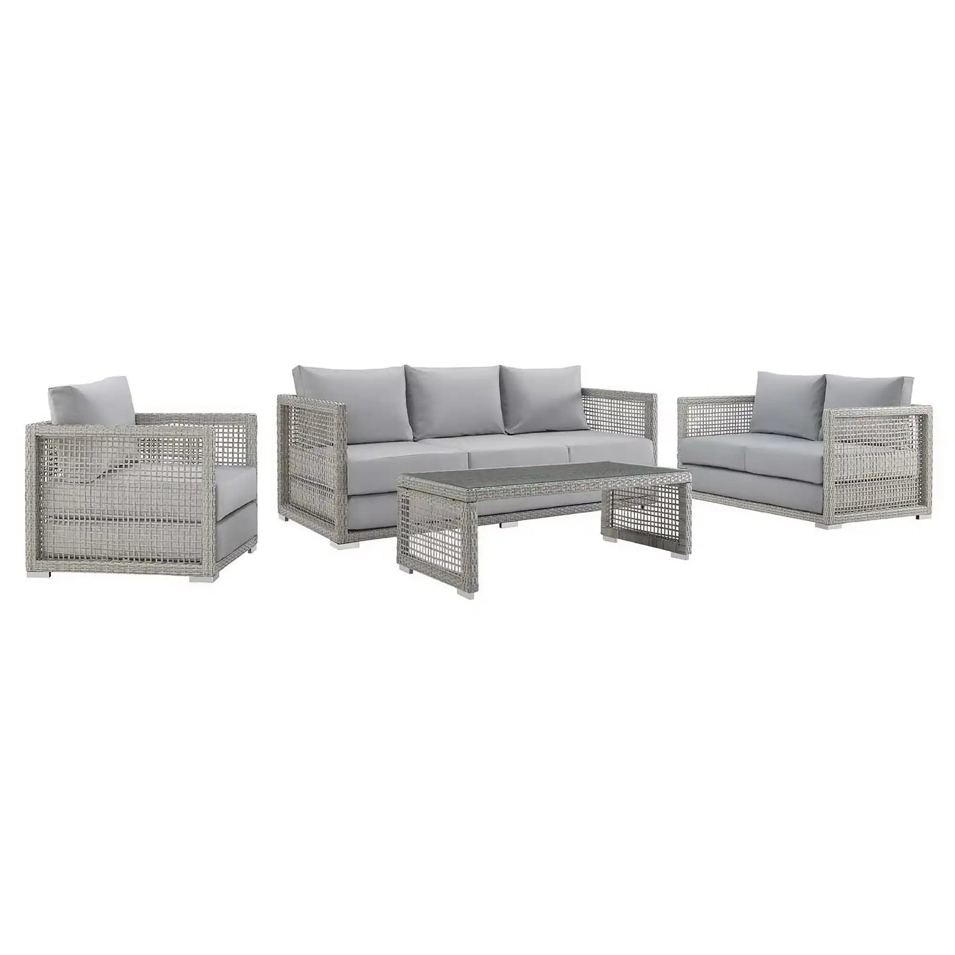 Aura 4 Piece Outdoor Patio Wicker Rattan Set by Modway - Best Buy Furniture
