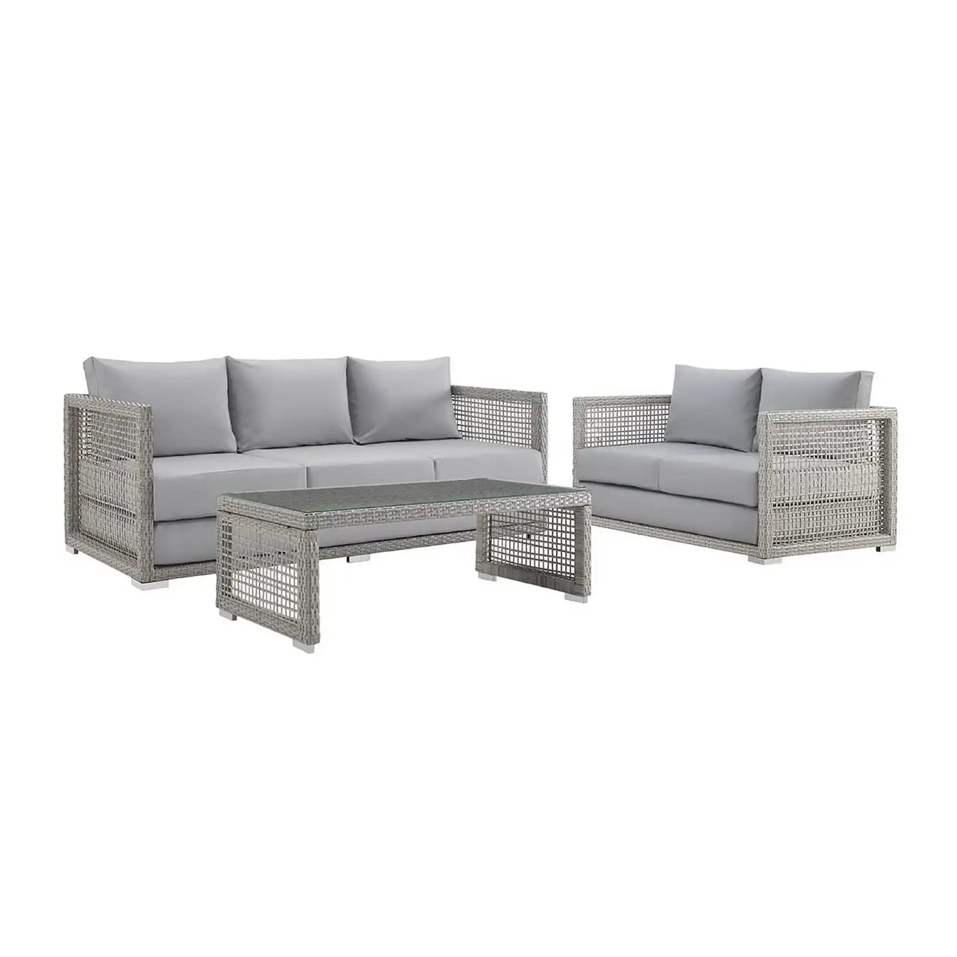 Aura 3 Piece Outdoor Patio Wicker Rattan Set by Modway - Best Buy Furniture
