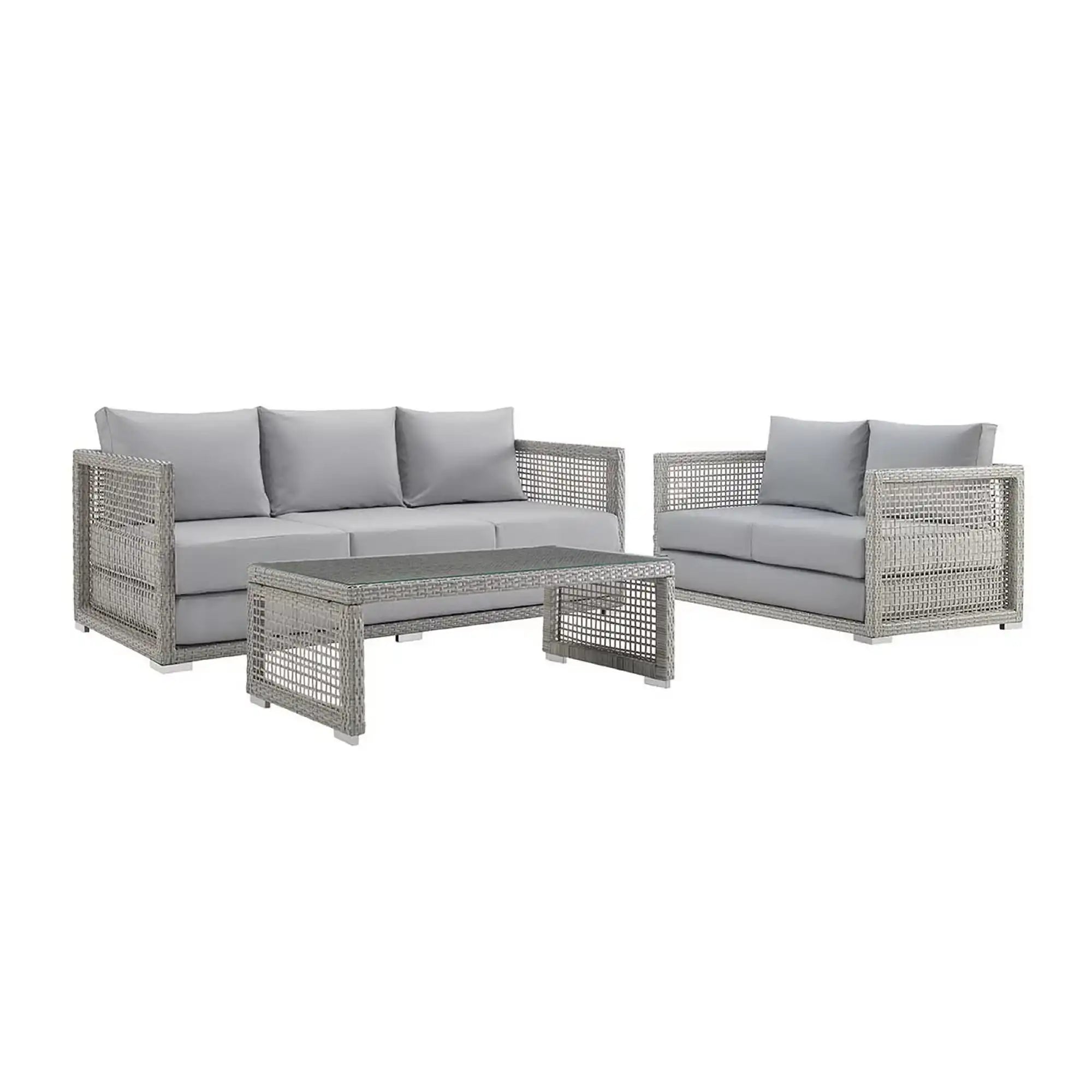 Aura 3 Piece Outdoor Patio Wicker Rattan Set by Modway - Best Buy Furniture
