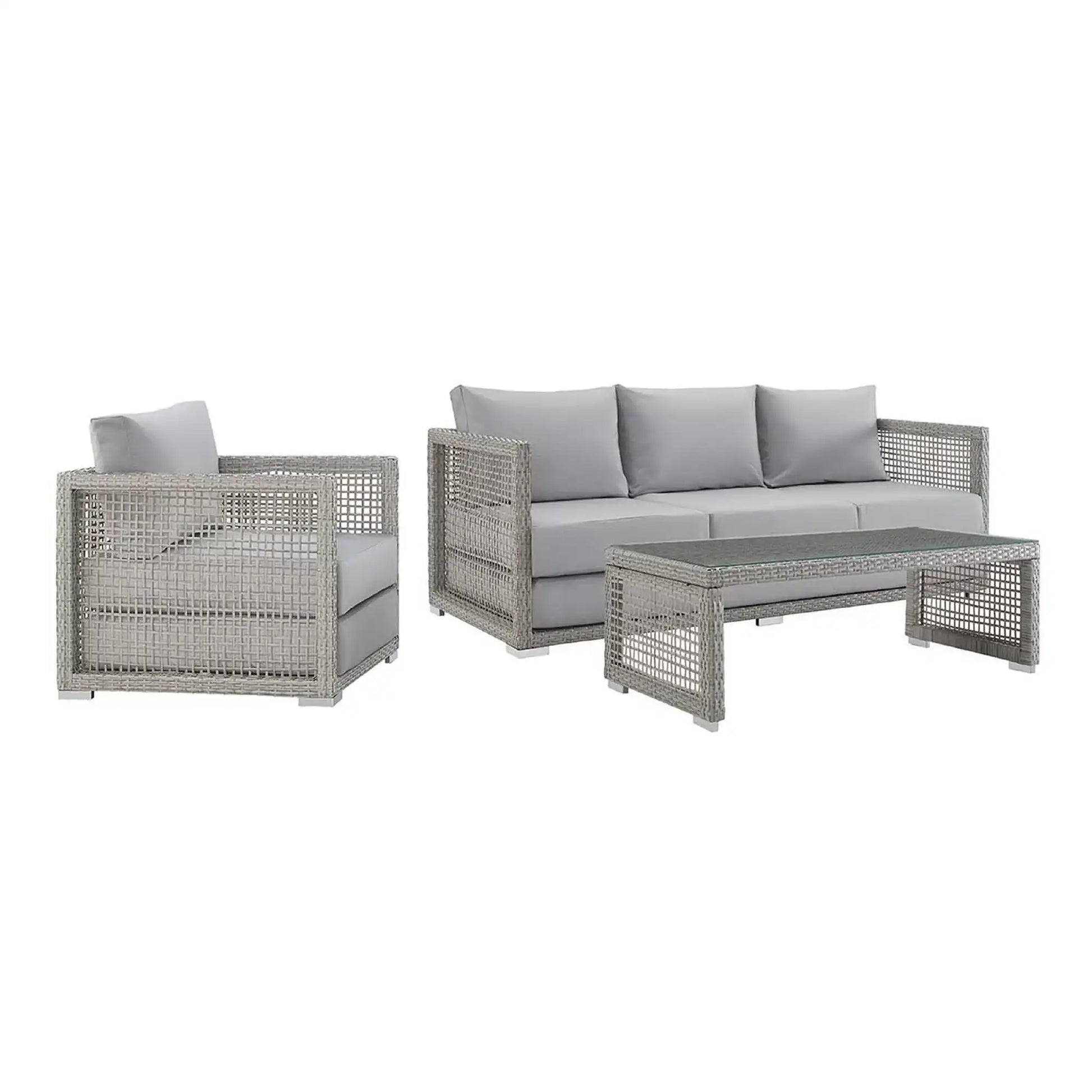 Aura 3 Piece Outdoor Patio Wicker Rattan Set by Modway - Best Buy Furniture