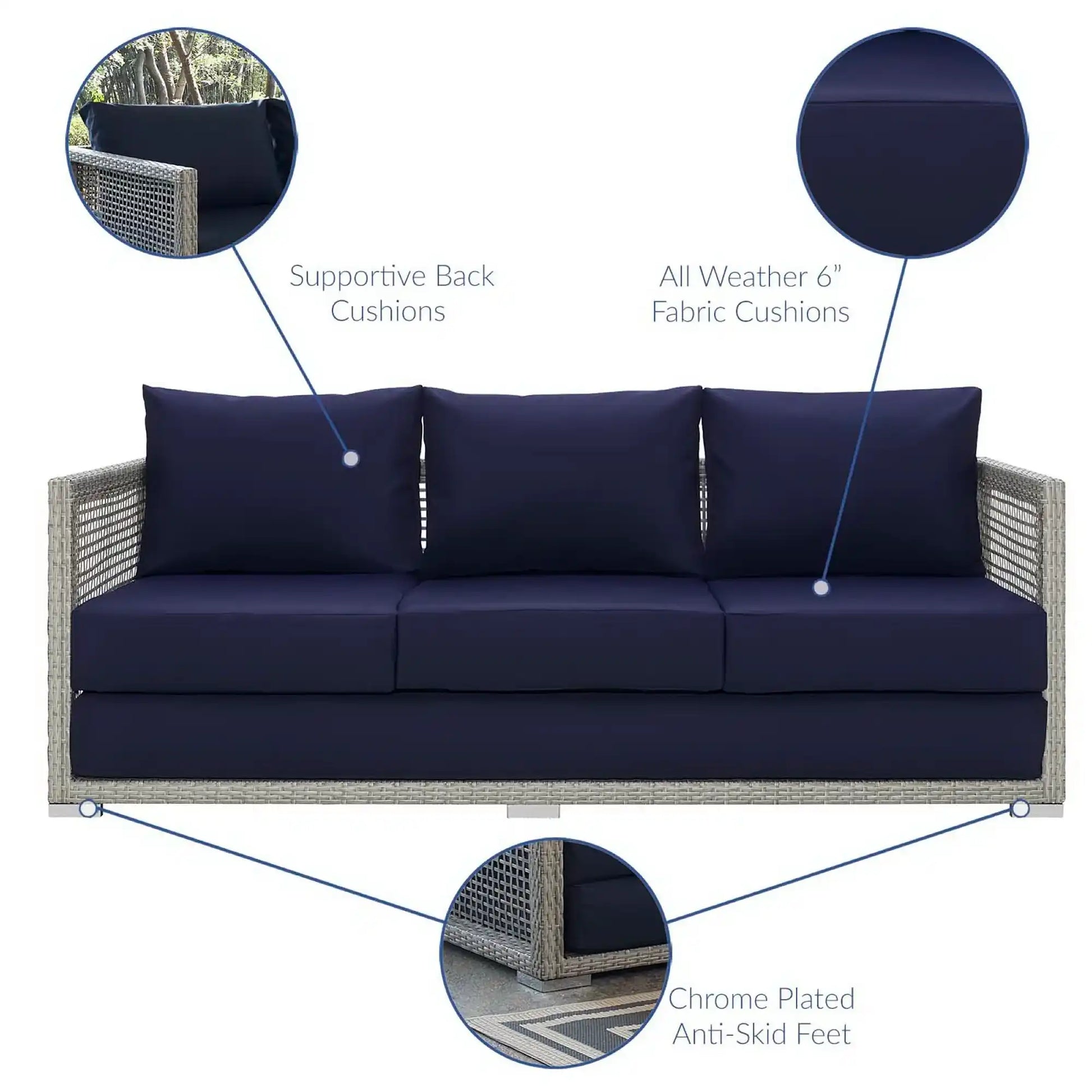 Aura 3 Piece Outdoor Patio Wicker Rattan Set by Modway - Best Buy Furniture